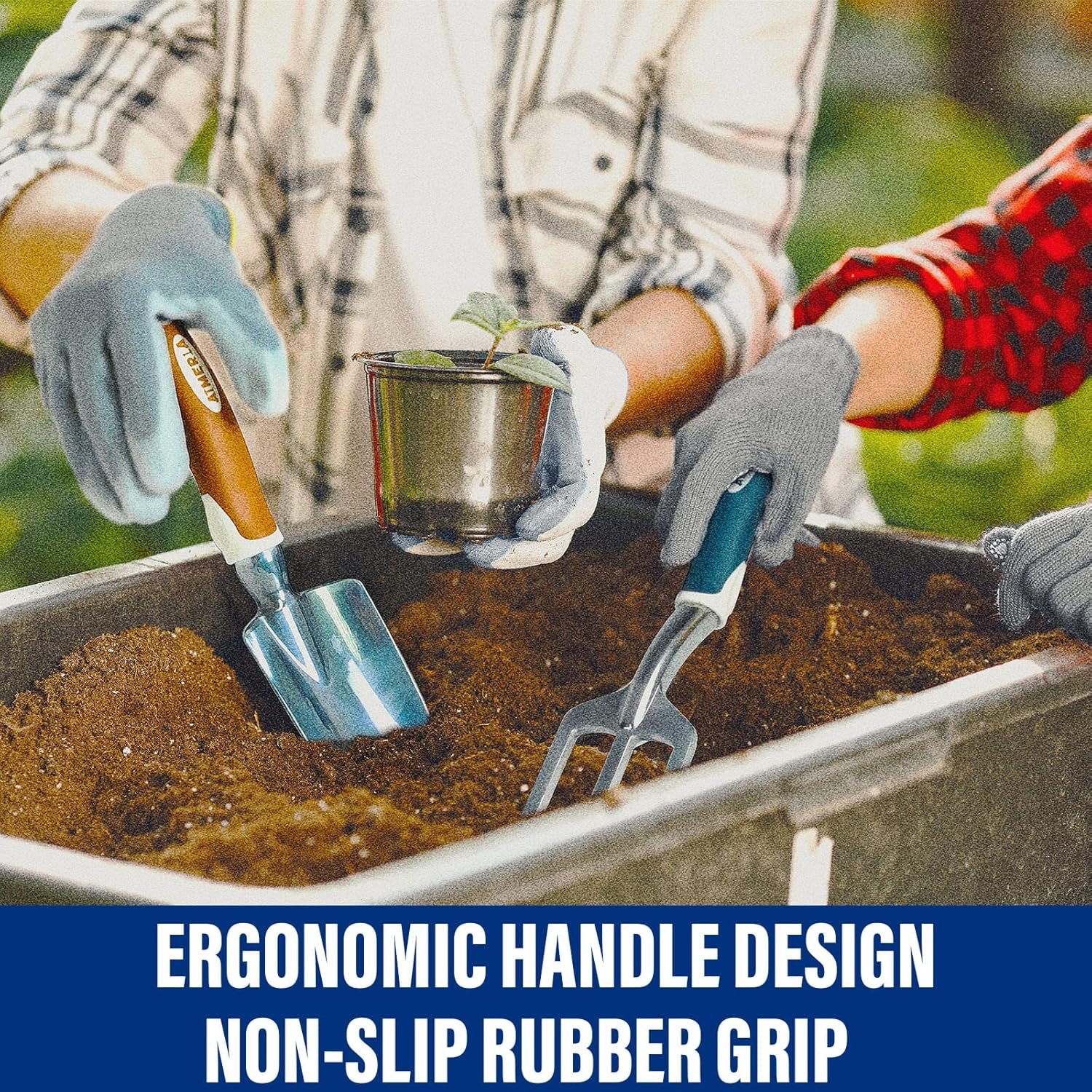 Hot Deals Today 🇺🇸 - Aimerla Gardening Tools Set of 9 Heavy Duty Garden Tools with Non-Slip Rubber Grip with Large Garden Bag, Durable for Garden, Weeding, Gifts for Women,Men - Image 5