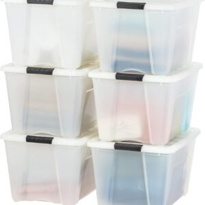 Hot Deals Today 🇺🇸 – IRIS USA 54 Qt Stackable Plastic Storage Bins with Lids, 6 Pack –...