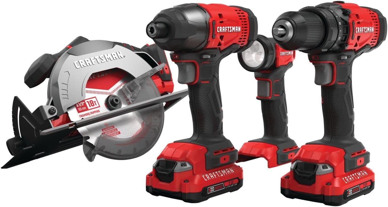 Hot Deals Today πΊπΈ - CRAFTSMAN V20 MAX Power Tool Combo Kit, 4-Tool Cordless Power Tool Set (CMCK401D2AM) - Image 3