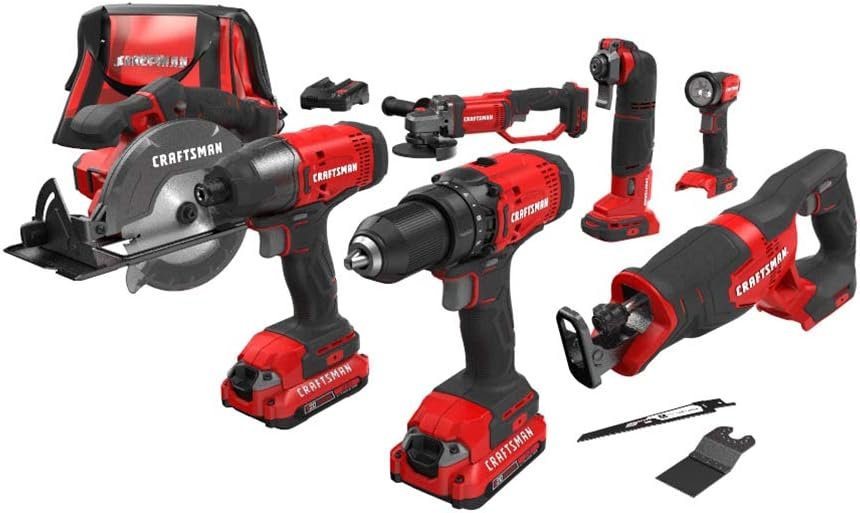 Hot Deals Today πΊπΈ - CRAFTSMAN V20 Power Tool Combo Kit, 7-Tool Cordless Power Tool Set with 2 Batteries and Charger (CMCK700D2) - Image 2