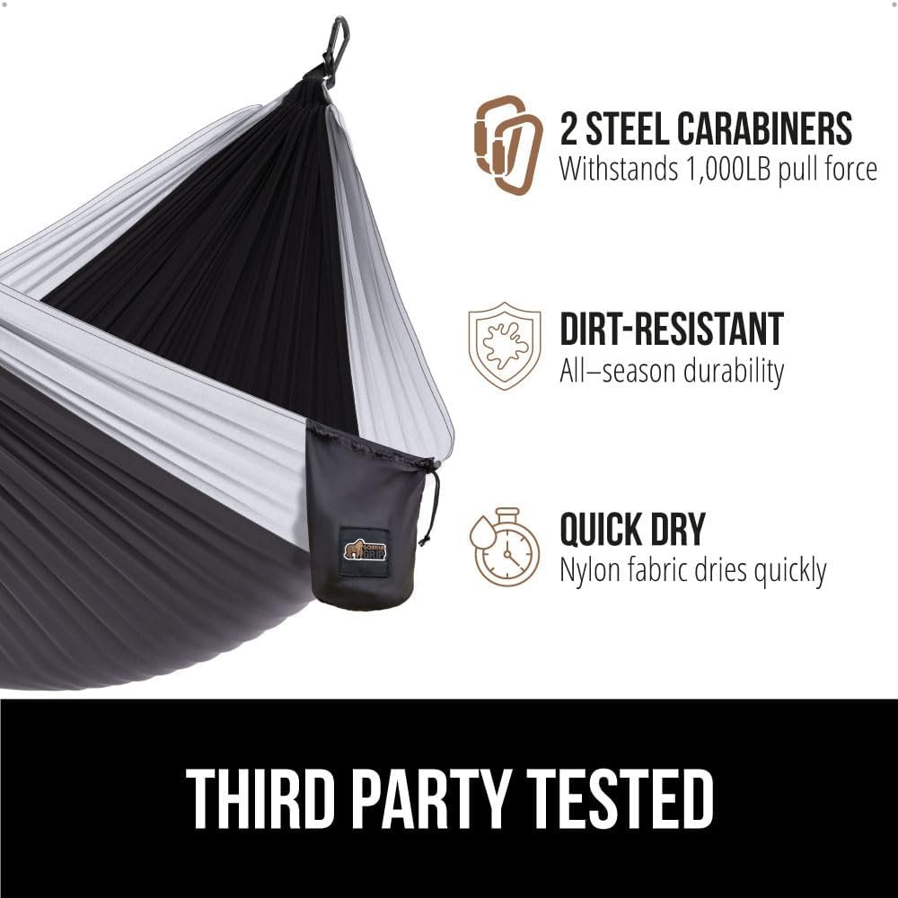 Hot Deals Today πΊπΈ - GORILLA GRIP Durable Camping Hammock with Heavy Duty Tree Straps, Portable Hammocks for Outside, Easy to Use Travel Swing Chair, Outdoor Camper Hiker Essentials, Backpacking Gear Gifts, Double, Black - Image 6