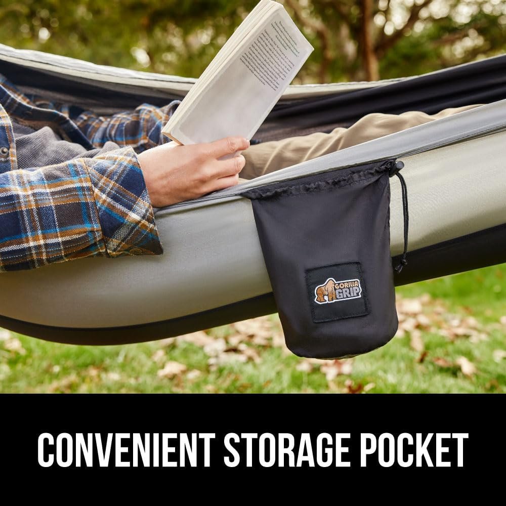 Hot Deals Today πΊπΈ - GORILLA GRIP Durable Camping Hammock with Heavy Duty Tree Straps, Portable Hammocks for Outside, Easy to Use Travel Swing Chair, Outdoor Camper Hiker Essentials, Backpacking Gear Gifts, Double, Black - Image 10