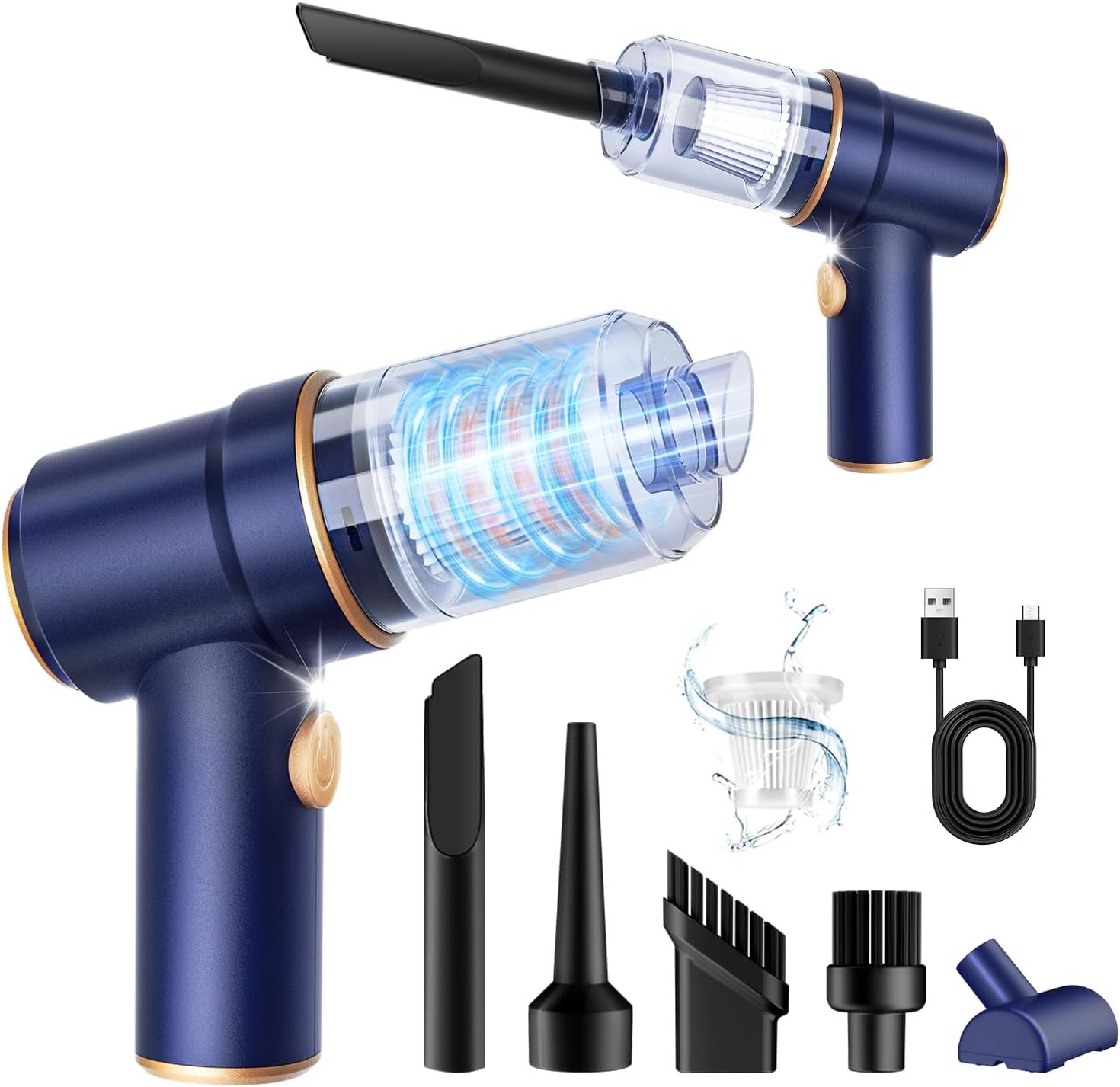 Hot Deals Today 🇺🇸 - KMM Handheld Car Vacuum Cleaner, 9000Pa Vacuum Cleaner and Air Duster, 120W High Power Hand Held Vacuum with LED Light and Multi-Nozzles for Car, Home, Office, Pet - Image 2