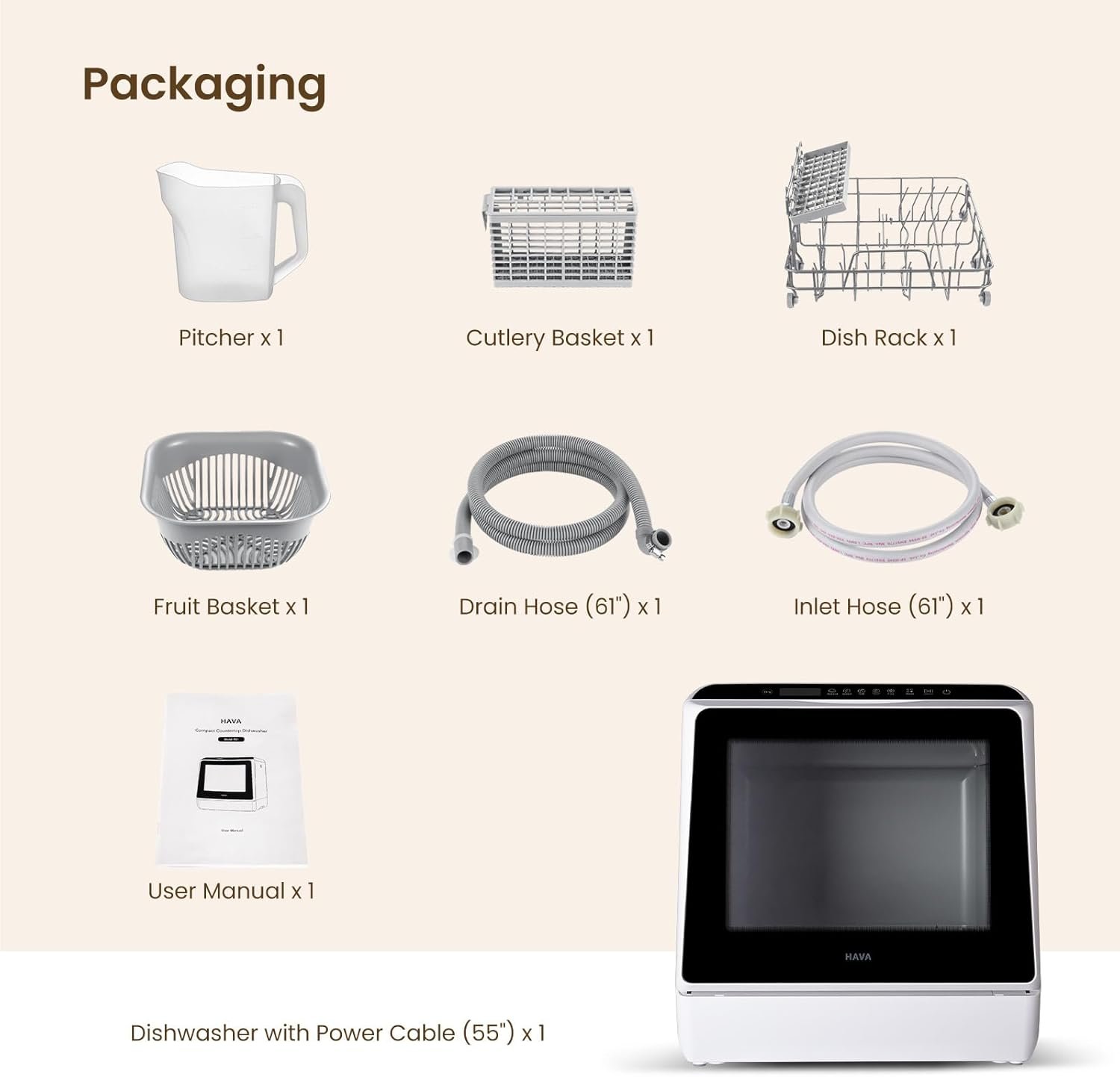 Hot Deals Today 🇺🇸 - HAVA Countertop Dishwasher, 6 Programs Portable Dishwashers with 5L Built-in Water Tank, No Hookup Needed, Baby Care & Air-Drying Function for Apartments and RVs - Image 10