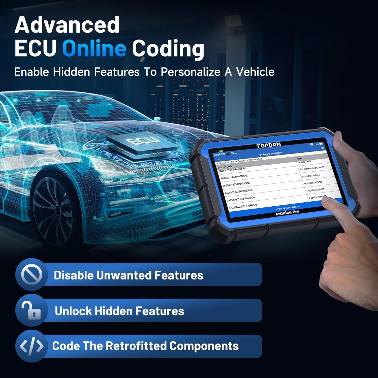 Hot Deals Today πΊπΈ - TOPDON ArtiDiag Pro OBD2 Scanner Diagnostic Tool, Bidirectional Scan Tool with ECU Coding, 35+ Services, V.A.G Guided, FCA SGW, Can FD DoIP/All System Diagnosis - Image 3