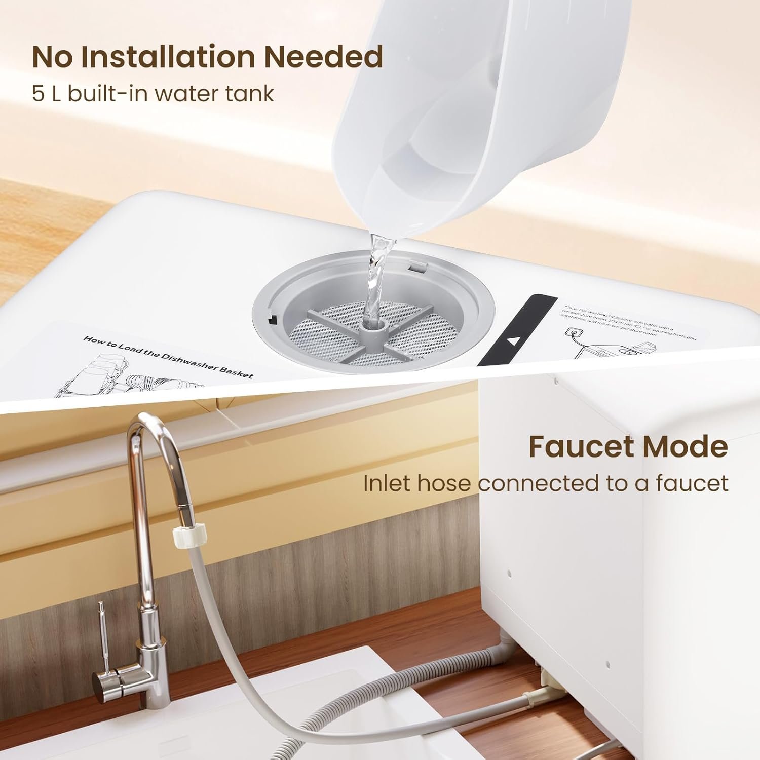 Hot Deals Today 🇺🇸 - HAVA Countertop Dishwasher, 6 Programs Portable Dishwashers with 5L Built-in Water Tank, No Hookup Needed, Baby Care & Air-Drying Function for Apartments and RVs - Image 4