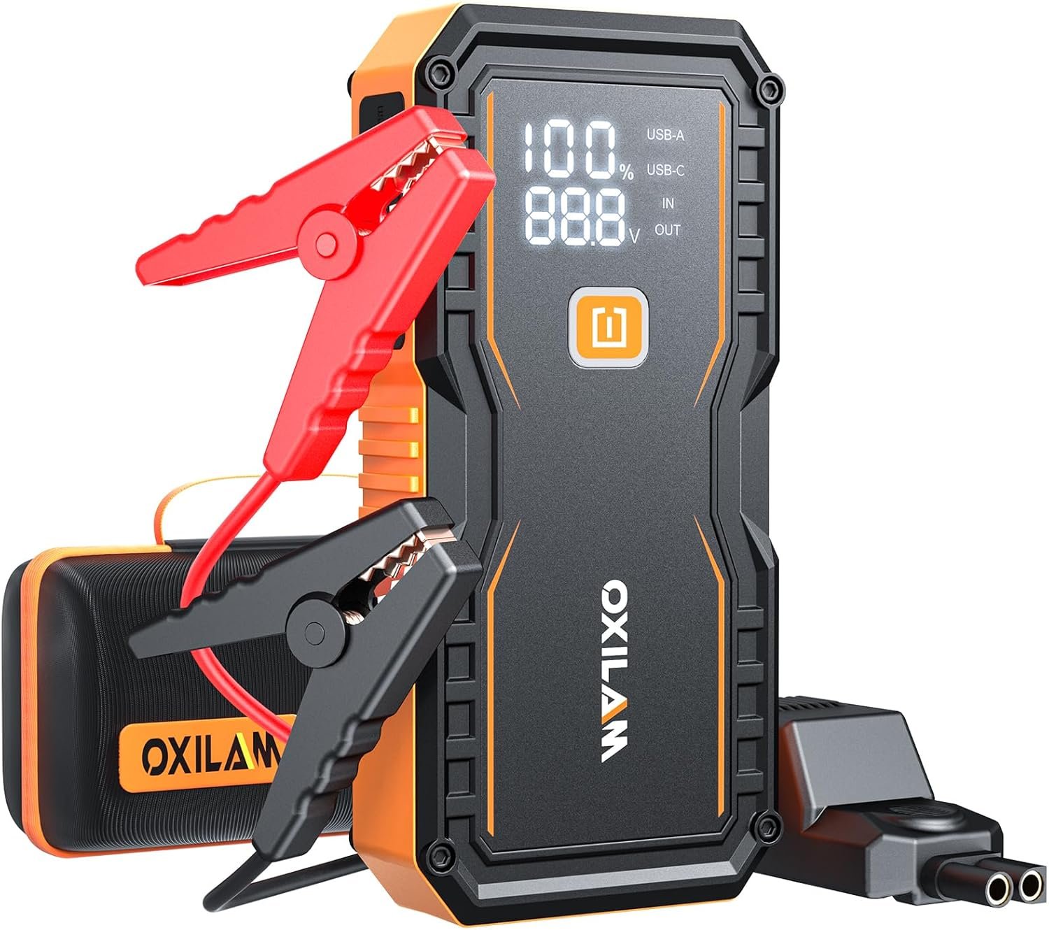 Hot Deals Today 🇺🇸 - OXILAM Jump Starter 6000A for All Gas/12L Diesel, Car Battery Jumper Starter Portable, 12V Lithium Jump Box with Jumper Cables, LED Display, LED Light, Power Bank with USB, Type C Port - Image 2