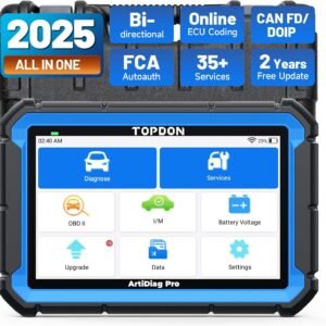 Hot Deals Today 🇺🇸 – TOPDON ArtiDiag Pro OBD2 Scanner Diagnostic Tool, Bidirectional Scan Tool with ECU Coding, 35+ Services, V.A.G Guided, FCA SGW, Can FD DoIP/All System Diagnosis