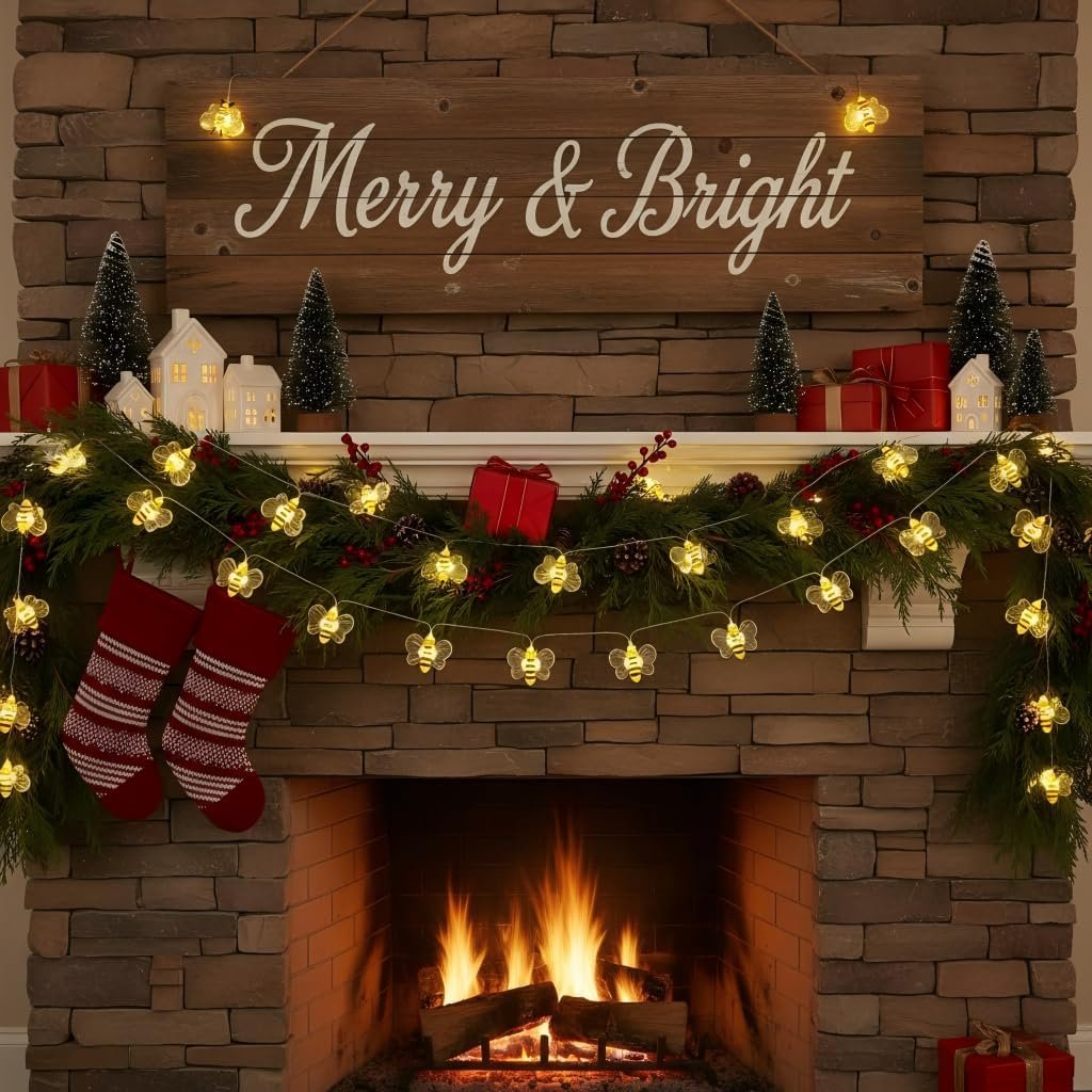 Hot Deals Today πΊπΈ - Bee Decor String Lights 10ft String Light with 30pcs Honeybee Shaped Led Bulb Battery Operated Fairy Lights for DIY Indoor Bedroom Party Wedding Patio Christmas - Image 5
