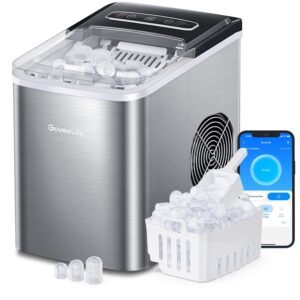 Hot Deals Today 🇺🇸 – GoveeLife Smart Countertop Ice Makers, Portable Ice Maker Machine with Self-Cleaning, 6 Mins 9 Bullet Ice, 26lbs/24Hrs, Voice Remote for Home Kitchen Party Camping, with Ice Scoop Stainless Silver