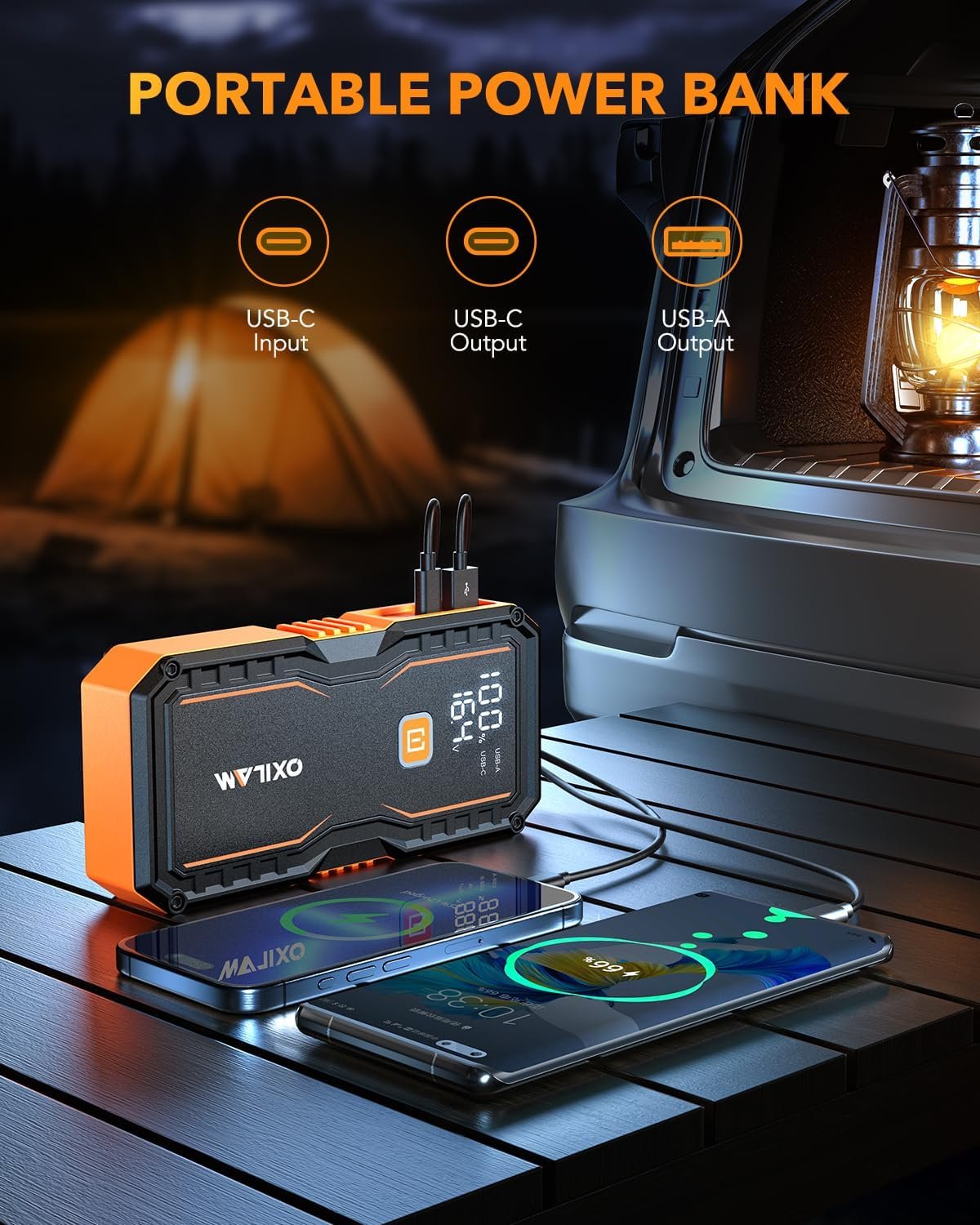 Hot Deals Today 🇺🇸 - OXILAM Jump Starter 6000A for All Gas/12L Diesel, Car Battery Jumper Starter Portable, 12V Lithium Jump Box with Jumper Cables, LED Display, LED Light, Power Bank with USB, Type C Port - Image 7