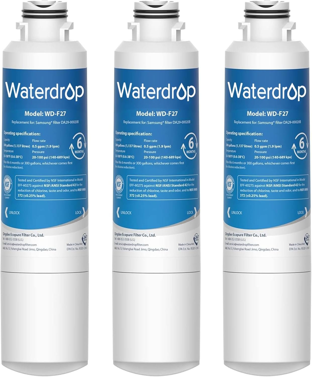 Hot Deals Today 🇺🇸 - Waterdrop DA29-00020B Replacement for Samsung® Water Filter HAF-CIN/EXP, DA29-00020B, HAF-CIN, DA29-00020B-1, RF28HMEDBSR, RF263BEAESR, RS25J500DSR, RF263TEAESG, HDX FMS-2, DA97-08006A-1, 3 Filters - Image 2