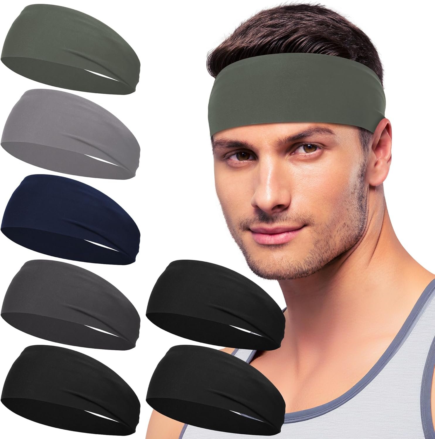 Hot Deals Today ๐บ๐ธ - Sport Headbands for Men - 7 Pcs Sweat Absorbent Running Headband for Fitness Workout Running Rugby Baseball Yoga Crossfit High Intensity Interval Training, Unisex Sweatband for Both Men and Women - Image 2