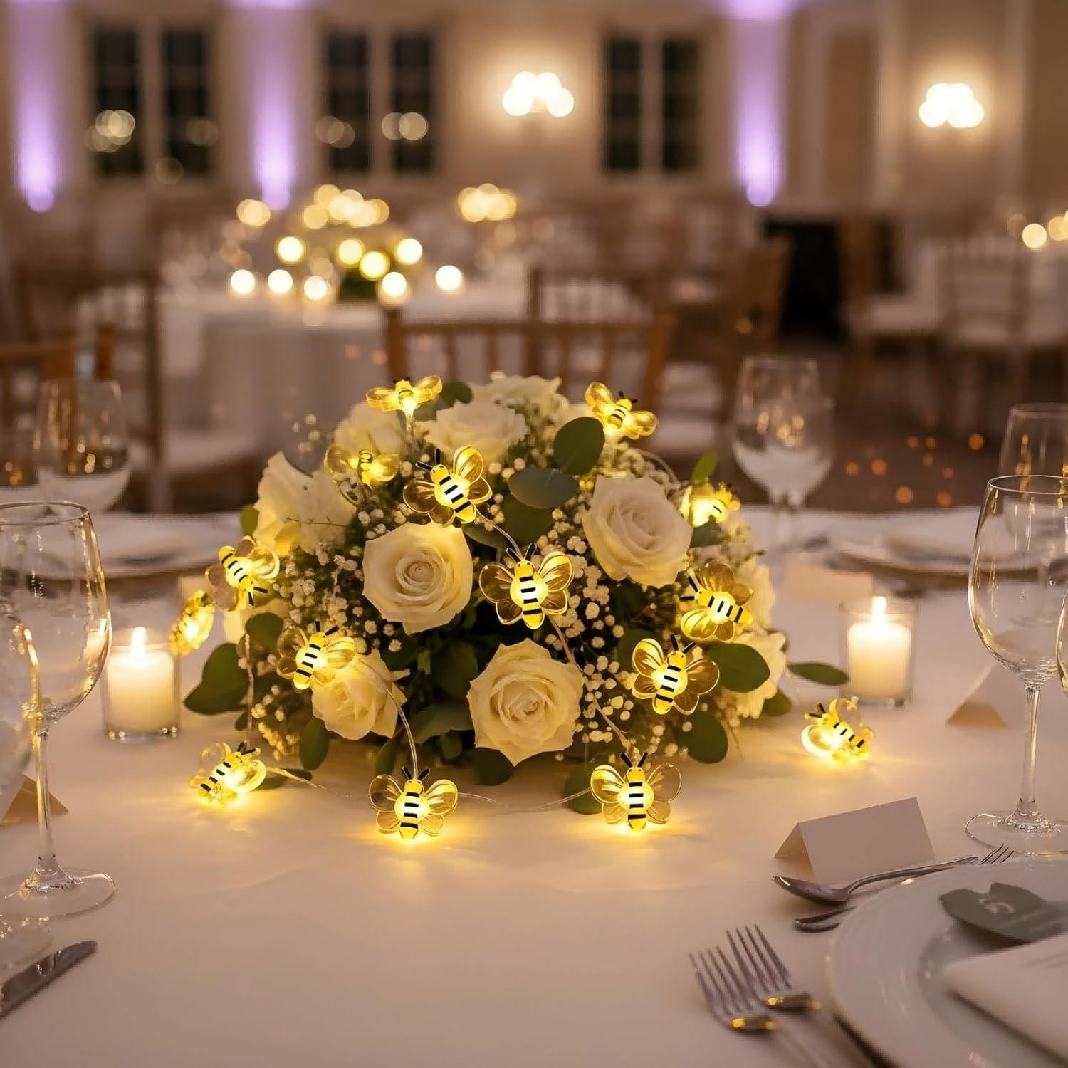 Hot Deals Today πΊπΈ - Bee Decor String Lights 10ft String Light with 30pcs Honeybee Shaped Led Bulb Battery Operated Fairy Lights for DIY Indoor Bedroom Party Wedding Patio Christmas - Image 3