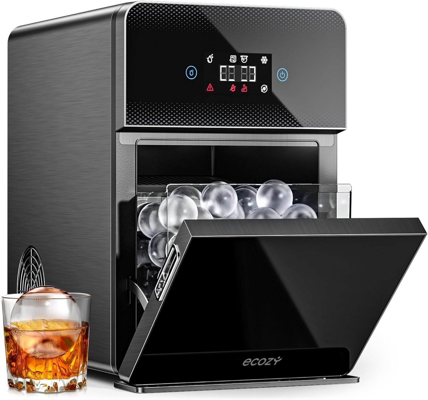 Hot Deals Today πΊπΈ - ecozy 2" Clear Ice Ball Maker with CrystalFlux Technology, 4 pcs in 40 Mins, 144 pcs/Day, Sphere Ice Maker with Automatic Water Supply, Self-Cleaning, Enhanced Insulation for Whiskey & Bourbon - Image 2