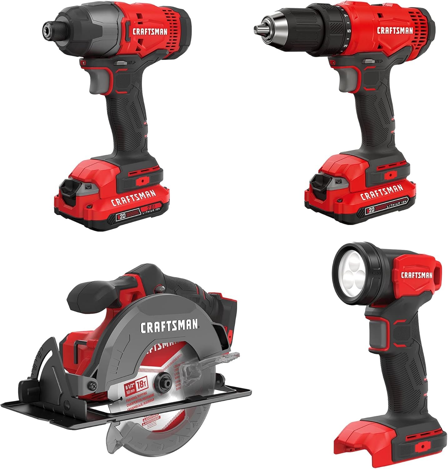 Hot Deals Today πΊπΈ - CRAFTSMAN V20 MAX Power Tool Combo Kit, 4-Tool Cordless Power Tool Set (CMCK401D2AM) - Image 2