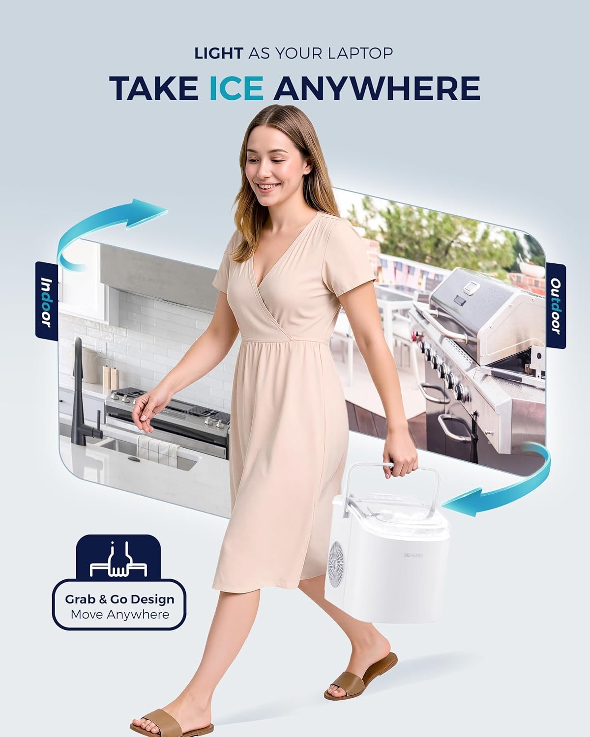 Hot Deals Today πΊπΈ - EUHOMY Countertop Ice Maker Machine with Handle, 26lbs Per Day, 9 Ice Cubes Ready in 6 Mins, Auto-Cleaning Portable Ice Maker with Basket and Scoop, for Home/Kitchen/Camping/RV (White) - Image 5