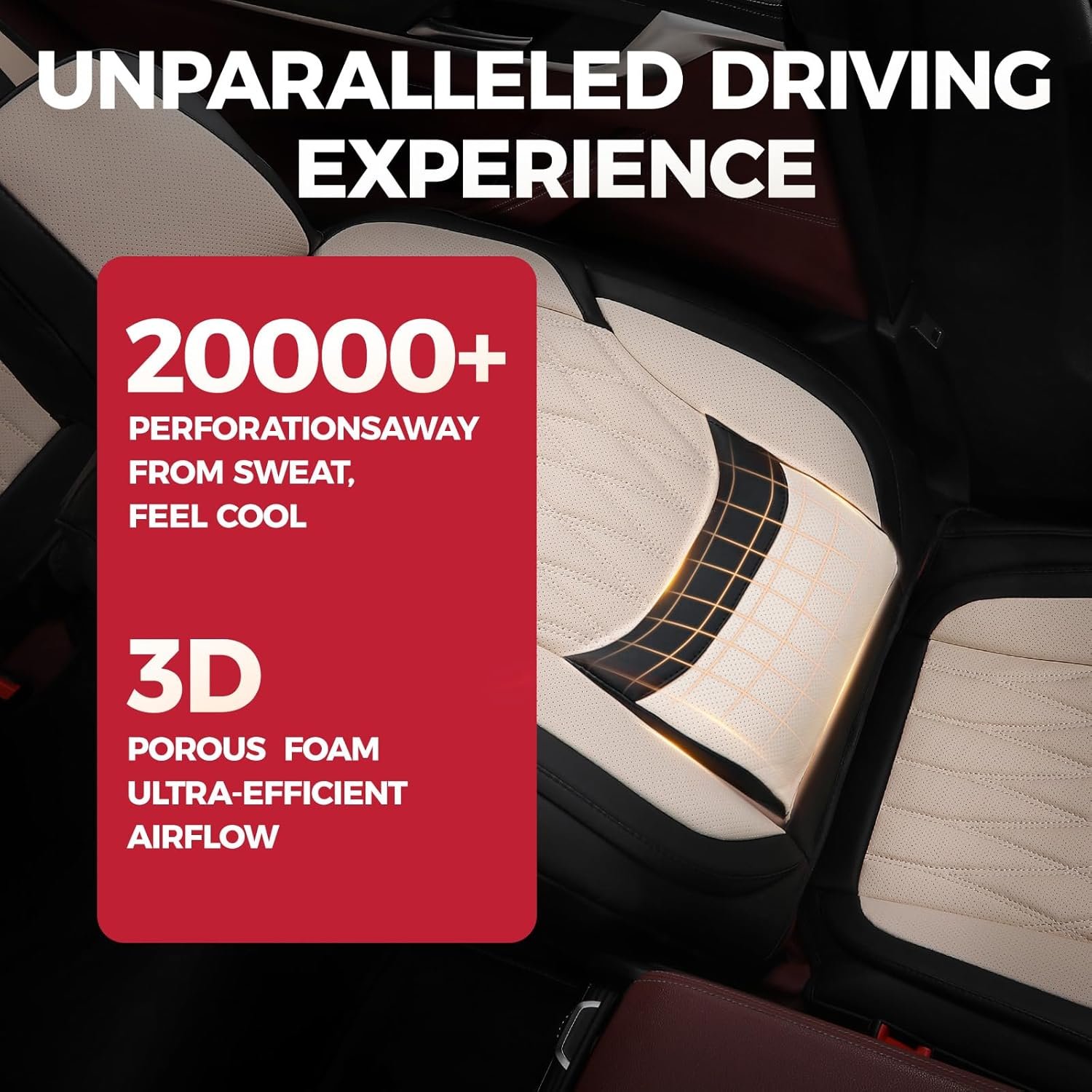 Hot Deals Today 🇺🇸 - FREESOO Black Beige Car Seat Covers Full Set - Faux Nappa Leather Seat Covers for Cars, Luxury Breathable Waterproof Front Seats with Lumbar Support and Back Seat Cover, Fit for Sedans SUVs Pick-ups - Image 4