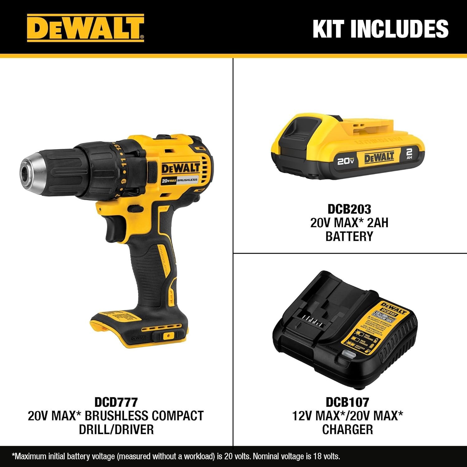 Hot Deals Today πΊπΈ - DEWALT 20V MAX Cordless Drill Driver Set, 1/2 Inch Electric Drill, 2 Speed, XR 2.0 Ah Battery and Charger Included (DCD777D1) - Image 4