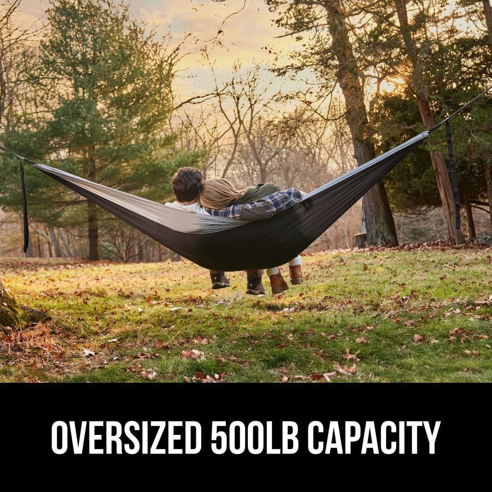 Hot Deals Today πΊπΈ - GORILLA GRIP Durable Camping Hammock with Heavy Duty Tree Straps, Portable Hammocks for Outside, Easy to Use Travel Swing Chair, Outdoor Camper Hiker Essentials, Backpacking Gear Gifts, Double, Black - Image 4