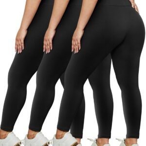 Hot Deals Today 🇺🇸 – HLTPRO 3 Pack Plus Size Leggings for Women(X-Large – 4X)- High...