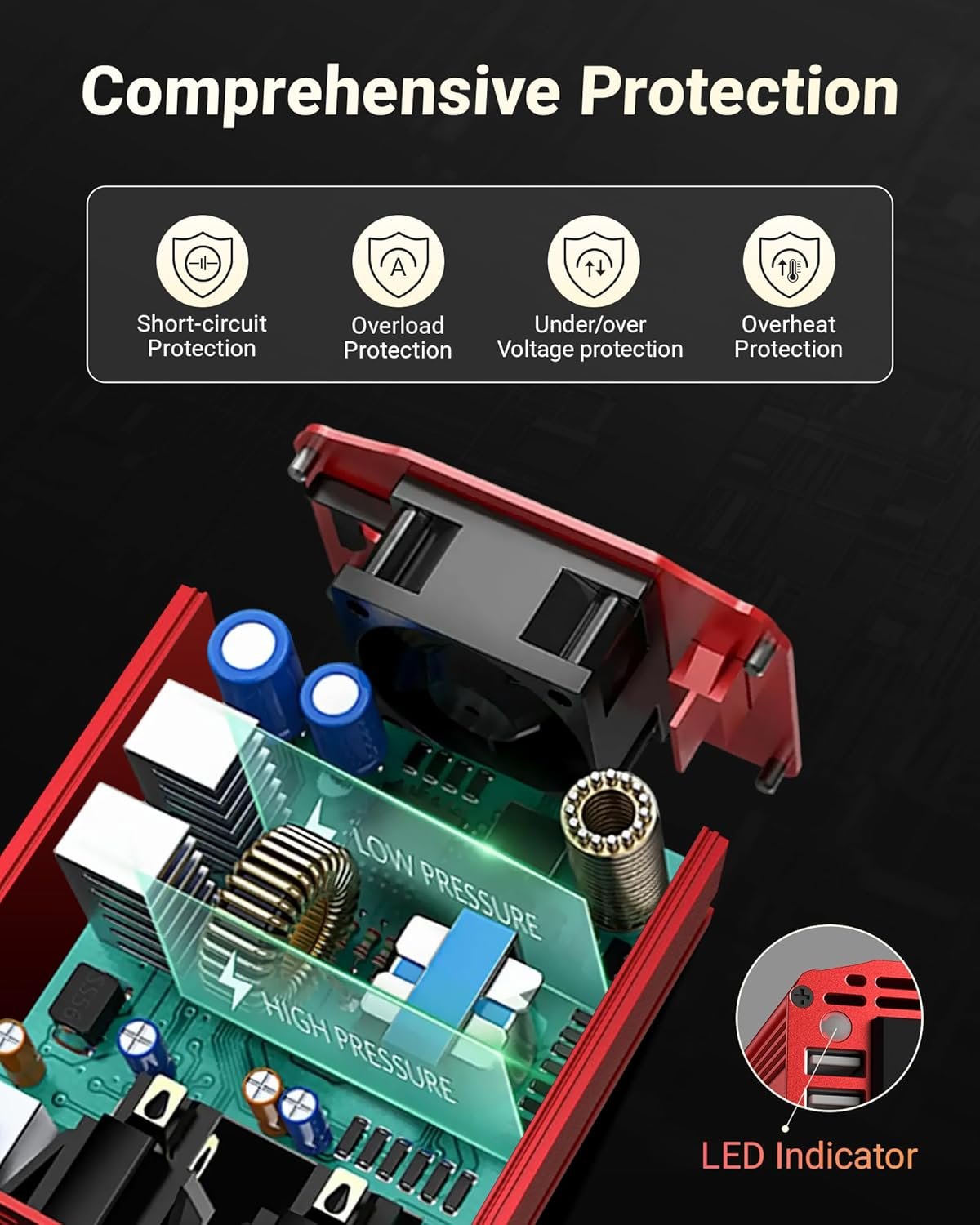 Hot Deals Today πΊπΈ - BESTEK Power Inverter DC 12V to AC 110V - 300W Car Plug Adapter Outlet with 4.8A Dual USB Fast Charging Port - Car Charger Cigarette Lighter Adapter for Phone, Laptop on Road Trip - Aluminum Housing - Image 4