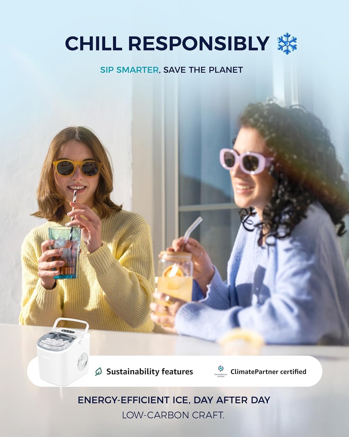 Hot Deals Today πΊπΈ - EUHOMY Countertop Ice Maker Machine with Handle, 26lbs Per Day, 9 Ice Cubes Ready in 6 Mins, Auto-Cleaning Portable Ice Maker with Basket and Scoop, for Home/Kitchen/Camping/RV (White) - Image 9