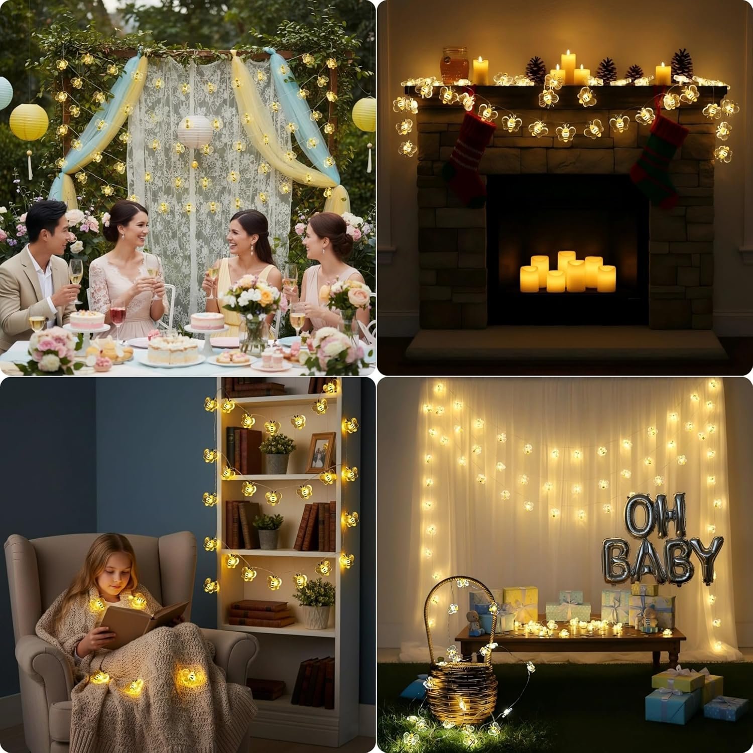 Hot Deals Today πΊπΈ - Bee Decor String Lights 10ft String Light with 30pcs Honeybee Shaped Led Bulb Battery Operated Fairy Lights for DIY Indoor Bedroom Party Wedding Patio Christmas - Image 7