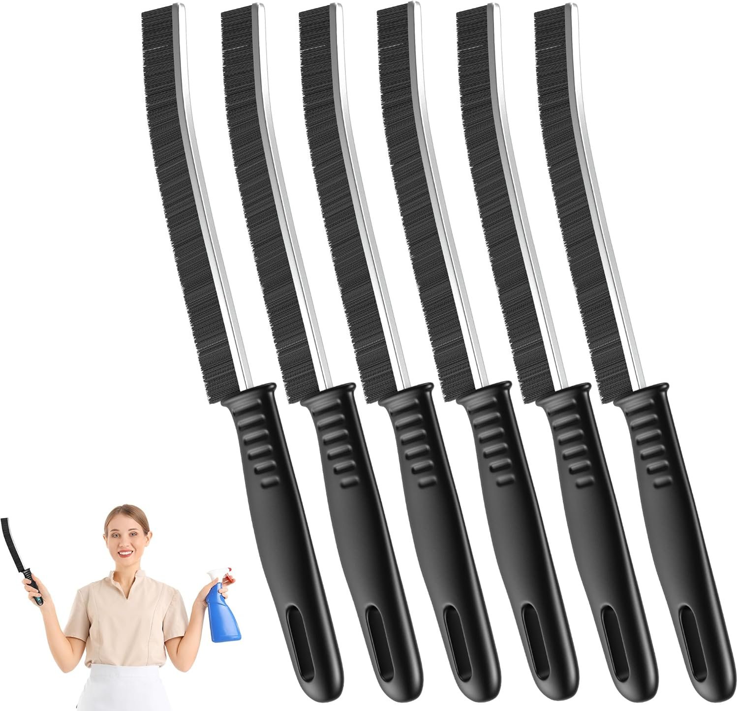 Hot Deals Today 🇺🇸 - Hard Bristle Crevice Cleaning Brush for Household Use, Multifunctional Crevice Cleaning Tool, Home Essentials, Upgraded Gap Cleaning Brush for Bathroom, Kitchen, 6Pcs - Image 2