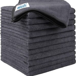 Hot Deals Today 🇺🇸 – HOMEXCEL Microfiber Cleaning Cloth 12 Pack, 12.5 x 12.5 inch Microfiber Towels for Cars, Ultra Absorbent Washing Cloth, Lint Free Streak Free Cleaning Rags for Car, Kitchen, and Window (Grey)