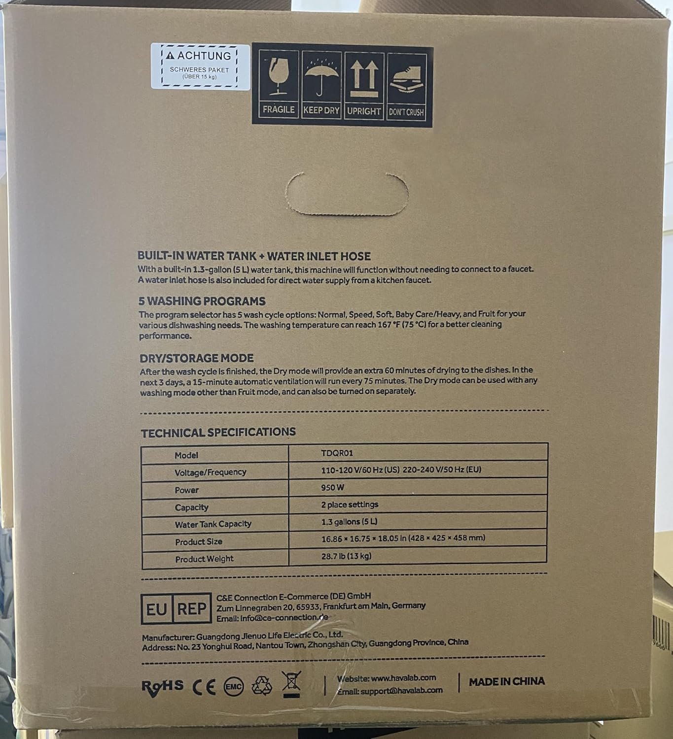 Hot Deals Today 🇺🇸 - HAVA Countertop Dishwasher, 6 Programs Portable Dishwashers with 5L Built-in Water Tank, No Hookup Needed, Baby Care & Air-Drying Function for Apartments and RVs - Image 11