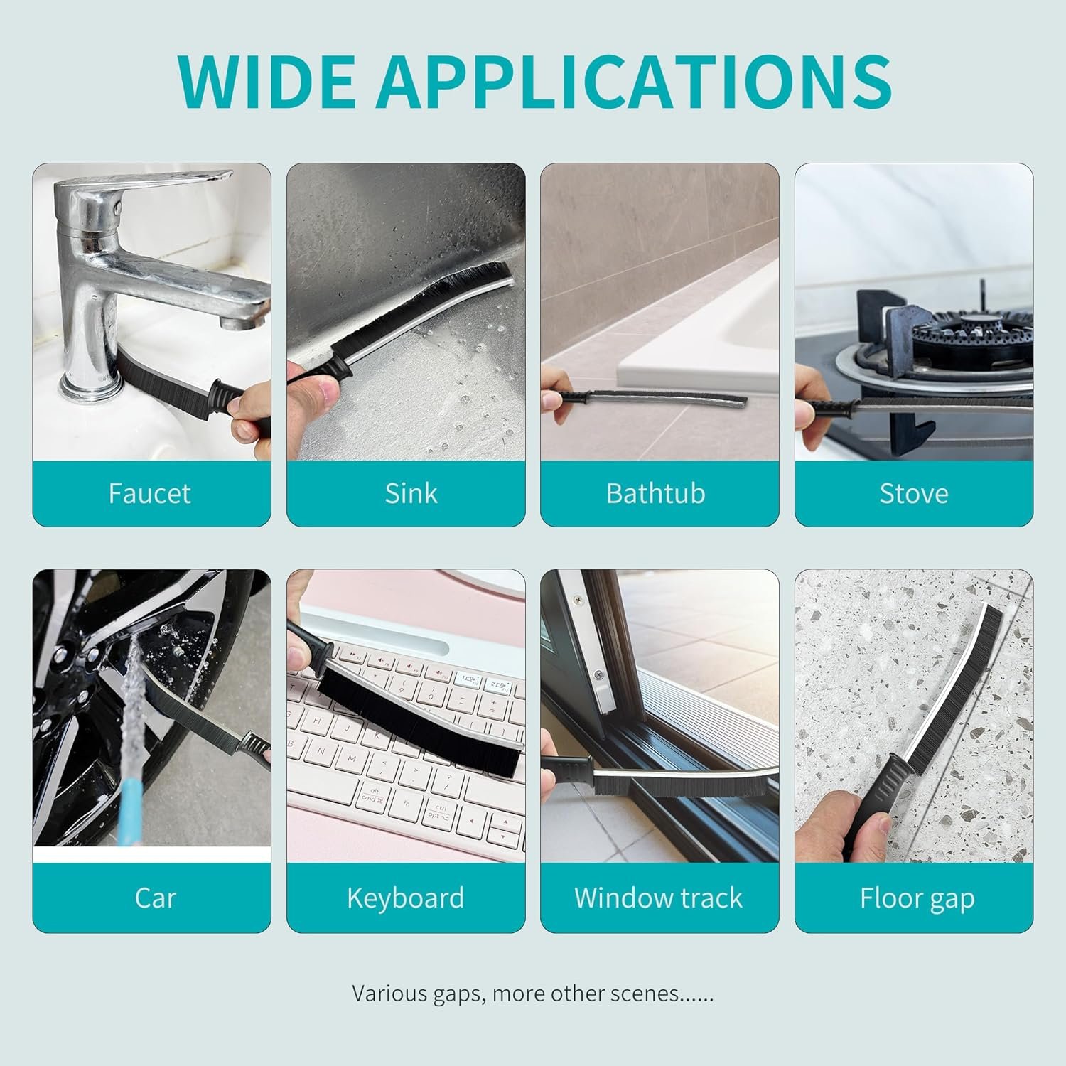 Hot Deals Today 🇺🇸 - Hard Bristle Crevice Cleaning Brush for Household Use, Multifunctional Crevice Cleaning Tool, Home Essentials, Upgraded Gap Cleaning Brush for Bathroom, Kitchen, 6Pcs - Image 6