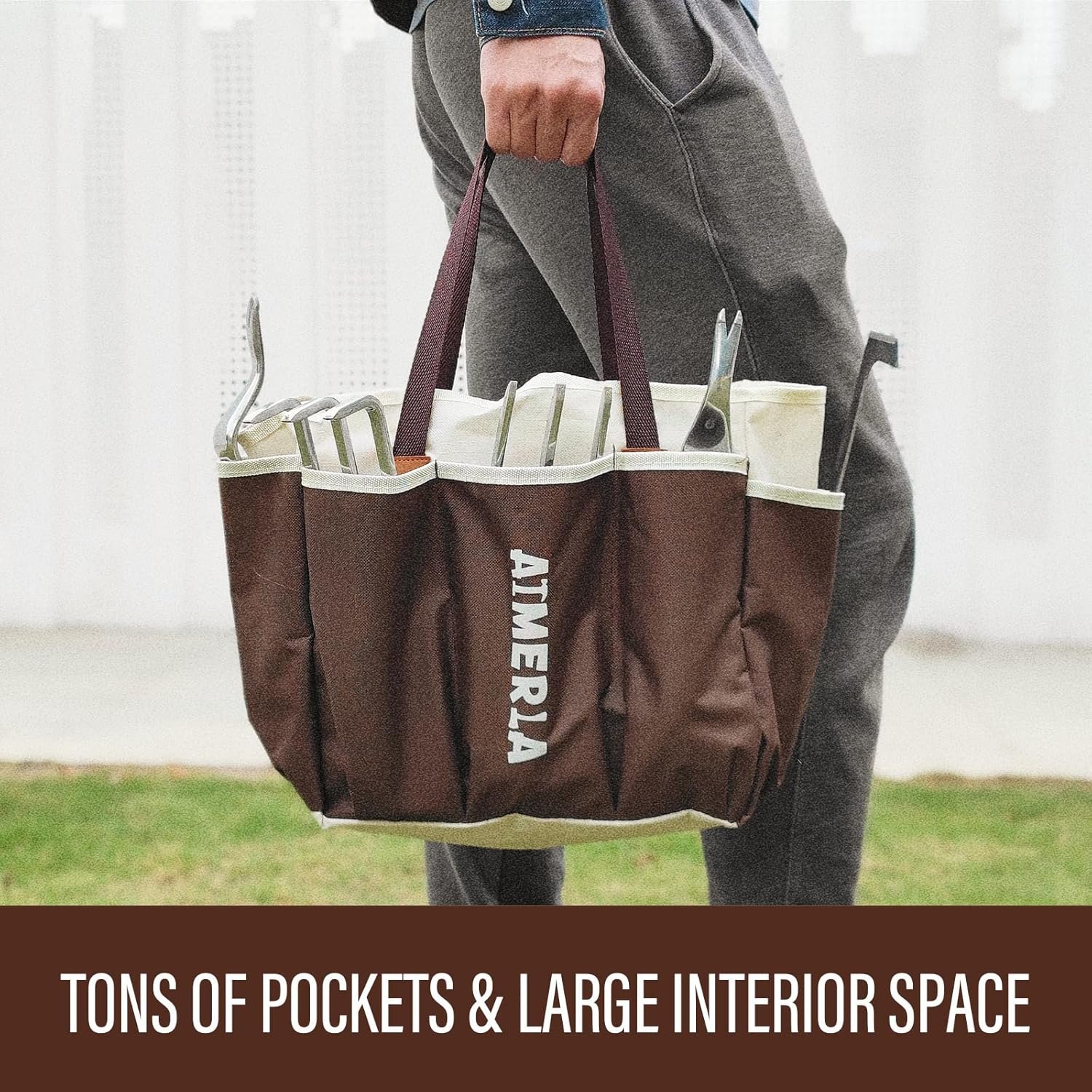 Hot Deals Today πΊπΈ - Aimerla Gardening Tools Set of 9 Heavy Duty Garden Tools with Non-Slip Rubber Grip with Large Garden Bag for Tools Durable Hand Tools for Gardening, Weeding,Gardening Gifts for Women,Men - Image 6