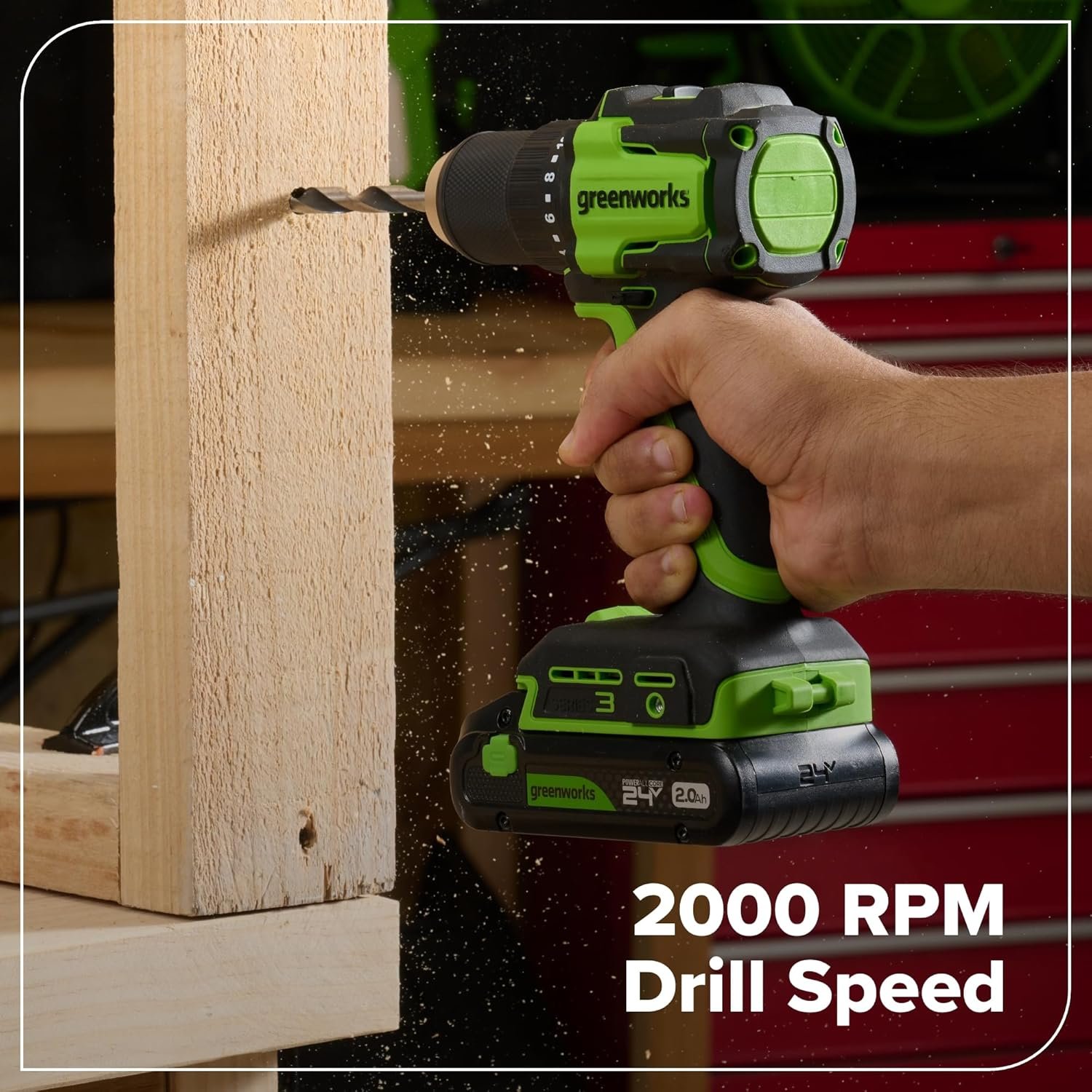 Hot Deals Today ๐บ๐ธ - GREENWORKS 24V 1/2" Brushless Cordless Drill (400 In-lbs.), 2.0Ah (12,000mAh Power Bank) USB-C Batteries, 3.3 FT Braided Cable, 30W Charger - Image 9