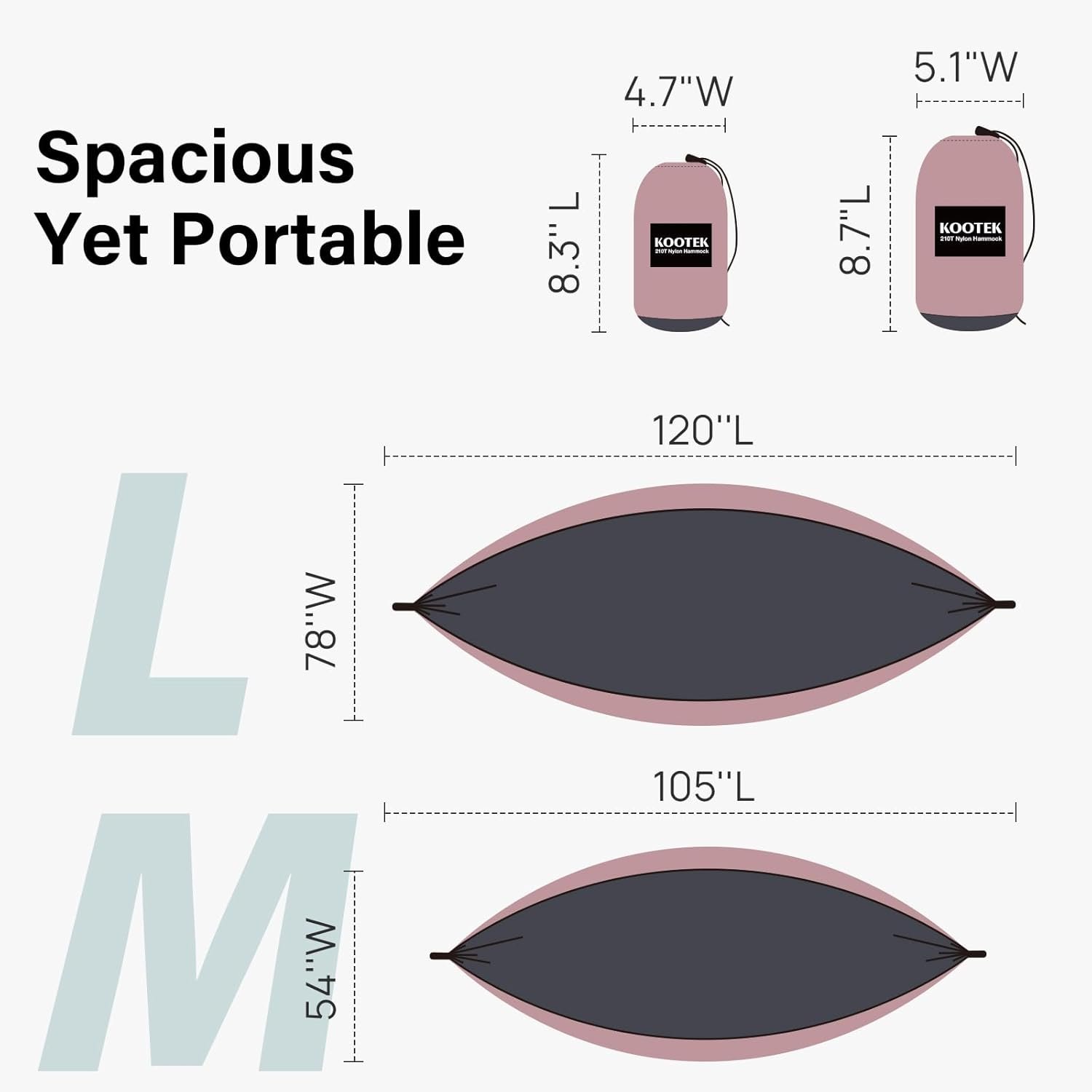 Hot Deals Today 🇺🇸 - Kootek Camping Hammock, Portable Hammocks with Tree Straps & Attached Carry Bag, Camping Essentials Gear, Perfect for Outside Indoor Hiking Beach Backpack Travel - Image 7