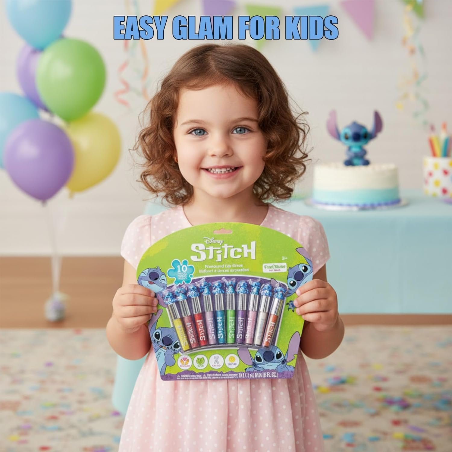 Hot Deals Today 🇺🇸 - Disney Stitch 10 Piece Plant Based Lip Gloss, Girls Party Favors, First Makeup Set for Girl, Perfect for Parties, Sleepovers, and Birthday Gifts, Ages 3+, by Townley Girl - Image 7