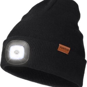 Hot Deals Today 🇺🇸 – YunTuo LED Beanie with The Light, Unisex USB Rechargeable Headlamp Winter...