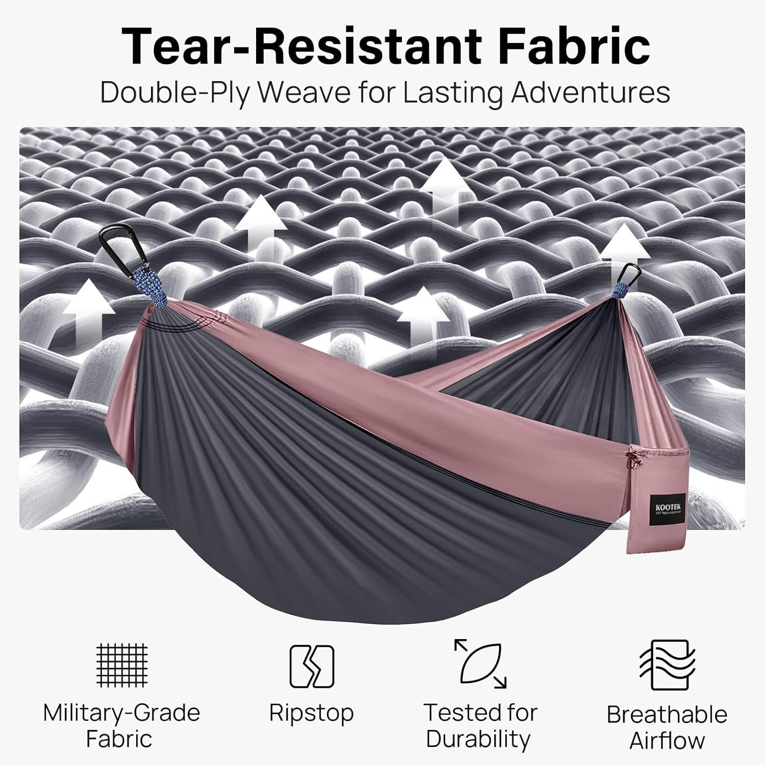 Hot Deals Today 🇺🇸 - Kootek Camping Hammock, Portable Hammocks with Tree Straps & Attached Carry Bag, Camping Essentials Gear, Perfect for Outside Indoor Hiking Beach Backpack Travel - Image 4