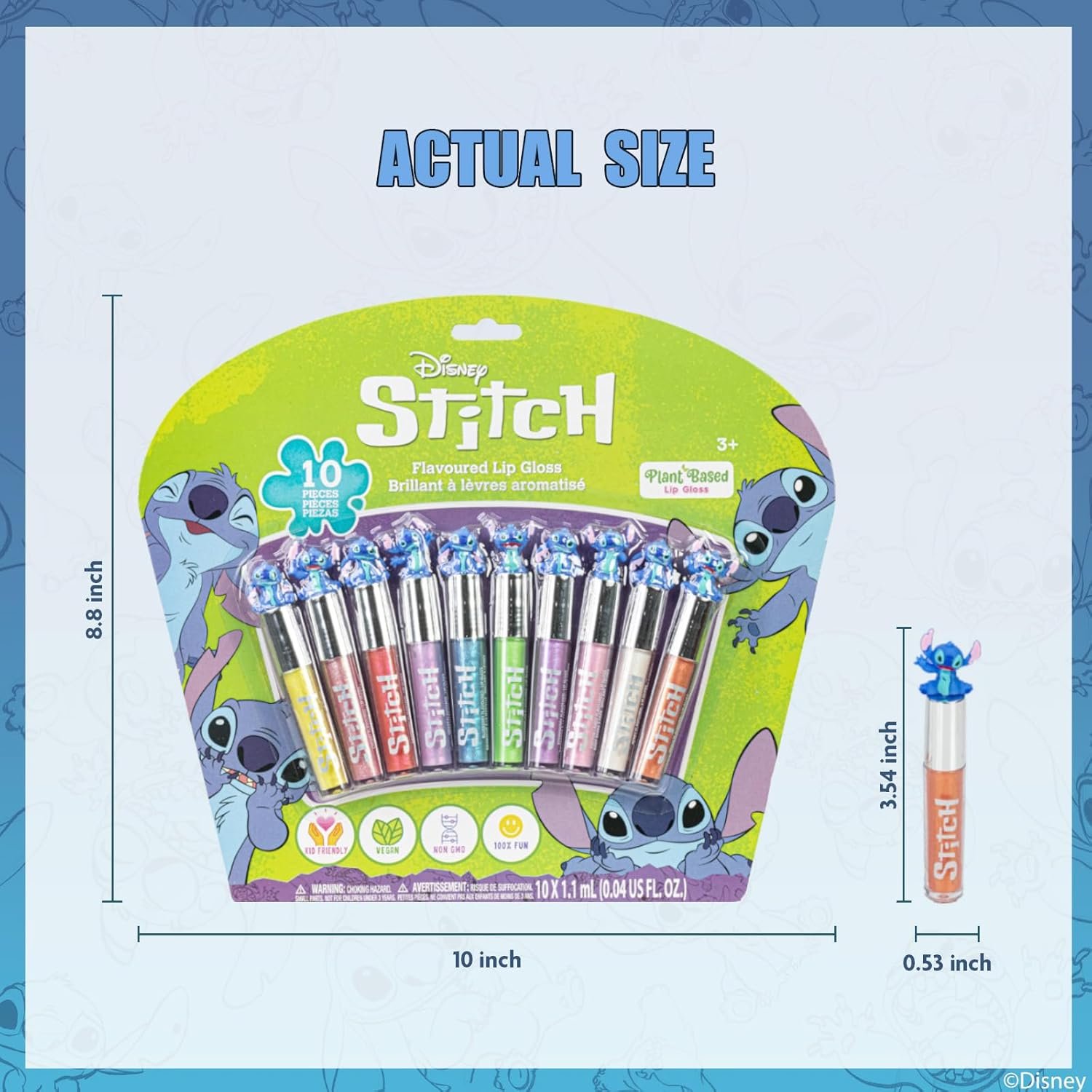 Hot Deals Today 🇺🇸 - Disney Stitch 10 Piece Plant Based Lip Gloss, Girls Party Favors, First Makeup Set for Girl, Perfect for Parties, Sleepovers, and Birthday Gifts, Ages 3+, by Townley Girl - Image 6
