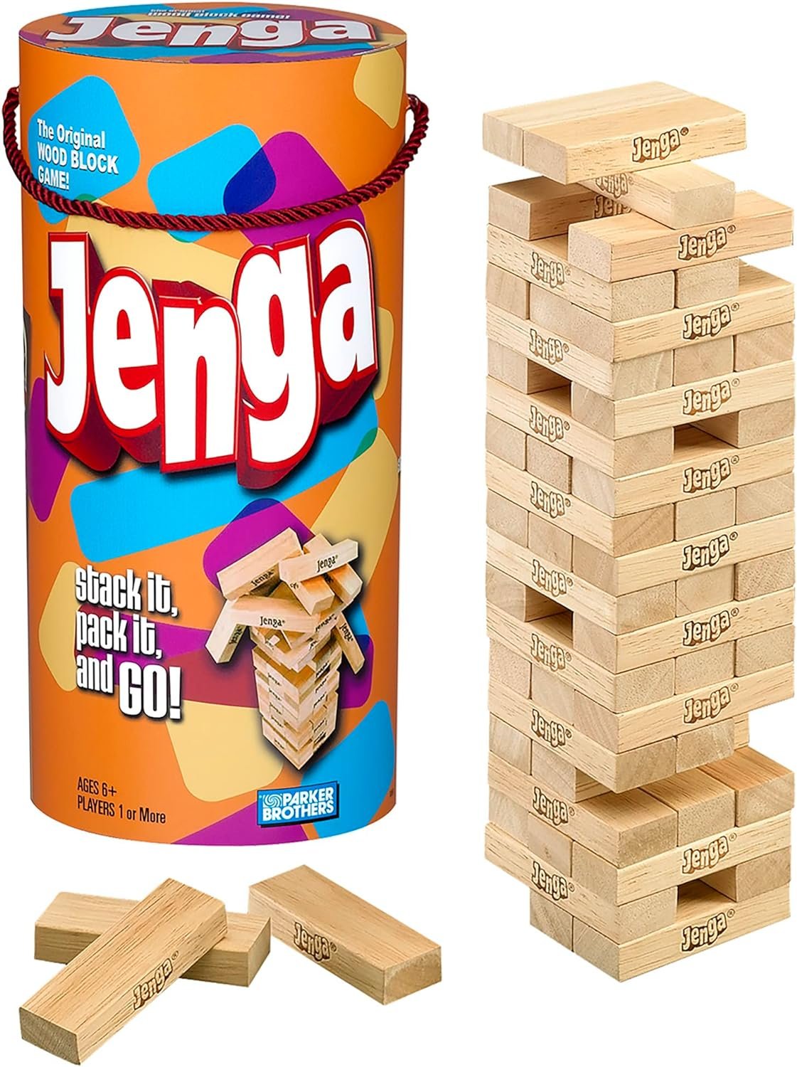 Hot Deals Today 🇺🇸 - Hasbro Gaming Jenga Wooden Blocks Stacking Tumbling Tower Game | Party Games for Kids & Families | Stocking Stuffers | Ages 6+ (Amazon Exclusive) - Image 2