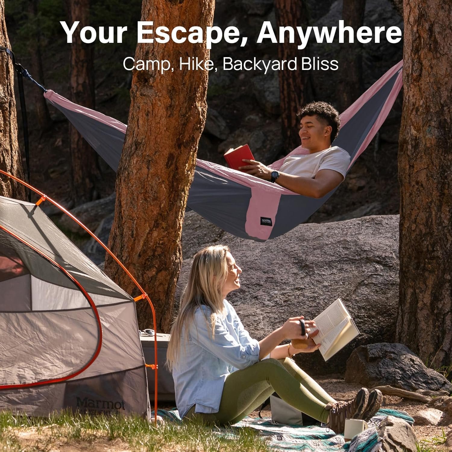 Hot Deals Today 🇺🇸 - Kootek Camping Hammock, Portable Hammocks with Tree Straps & Attached Carry Bag, Camping Essentials Gear, Perfect for Outside Indoor Hiking Beach Backpack Travel - Image 8