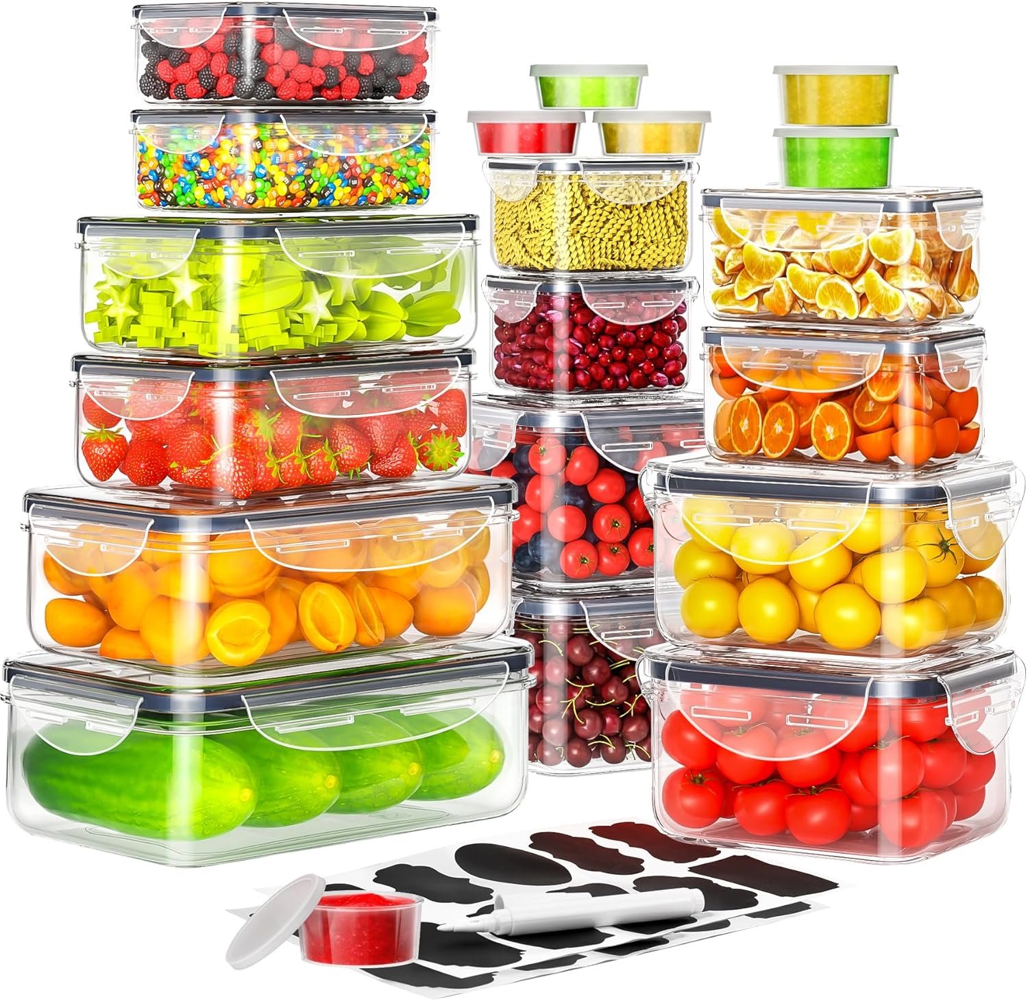 Hot Deals Today 🇺🇸 - 40 PCS Food Storage Containers with Lids Airtight (20 Containers & 20 Lids), Plastic Storage Meal Prep Container-Stackable 100% Leakproof & Microwave Organization and Storage Sets, Lunch Containers - Image 2