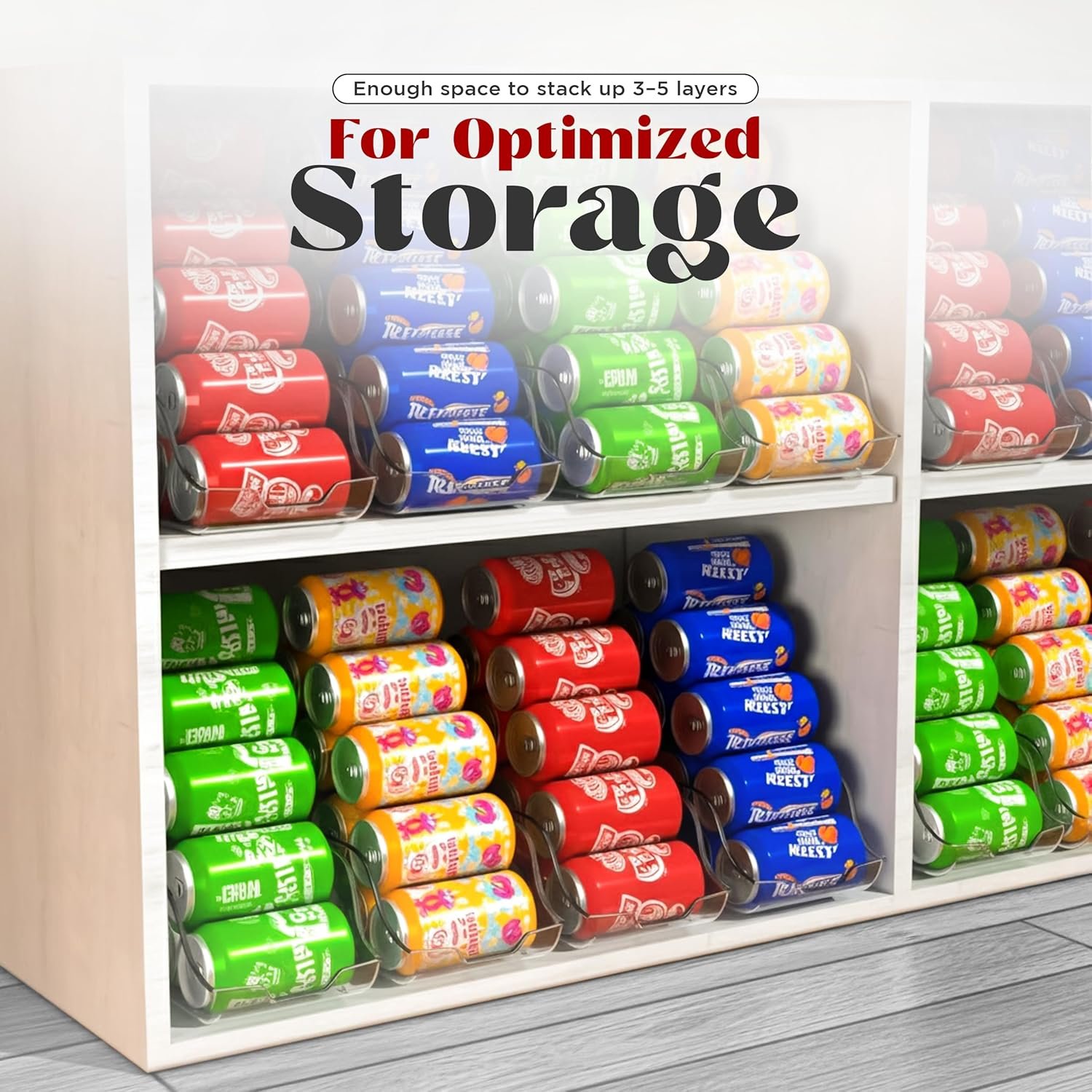 Hot Deals Today 🇺🇸 - Utopia Kitchen Soda Can Organizer and Dispenser for Refrigerator/Pantry - Durable Can Storage Organizer Fridge & Kitchen Organization - (Clear, Set of 2) - Image 6