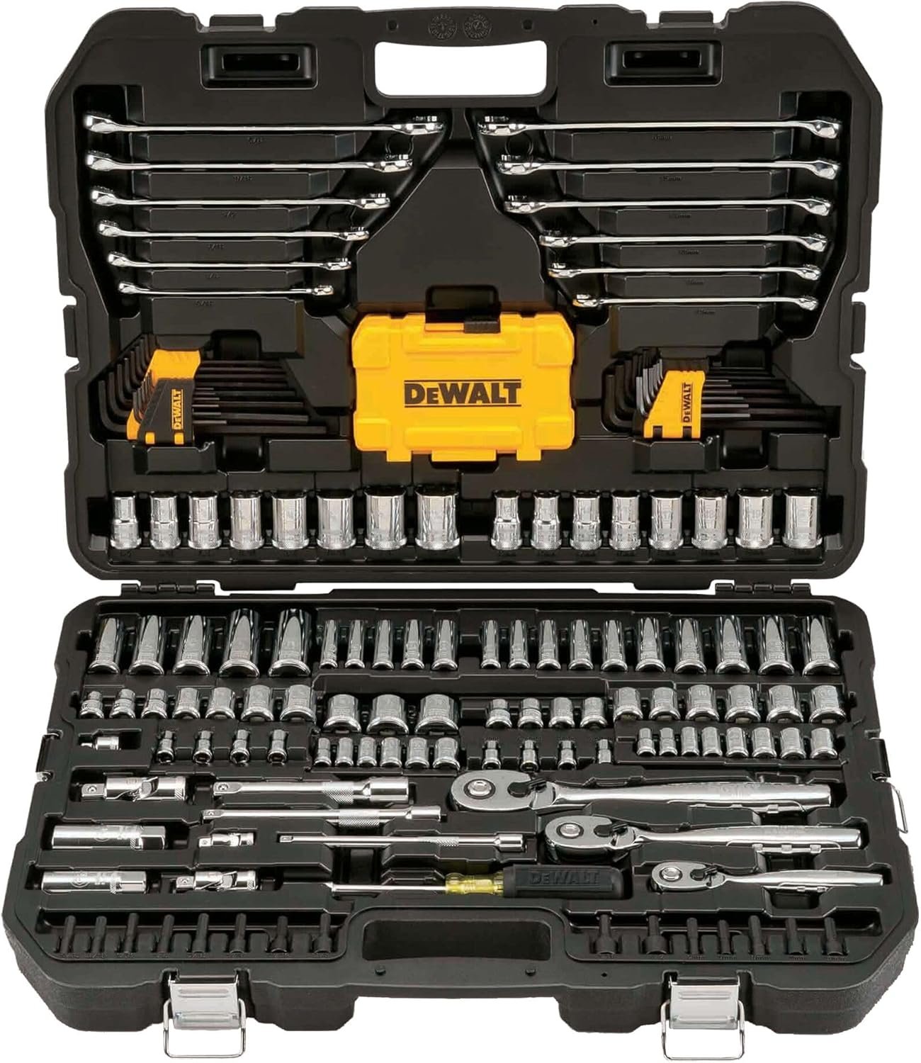 Hot Deals Today 🇺🇸 - DEWALT Mechanic Tool Set with Case, Socket Set Metric and Standard Full, 1/4" & 3/8" Drive, Hex Keys and Specialty Tools, 168-Piece (DWMT73803) - Image 7
