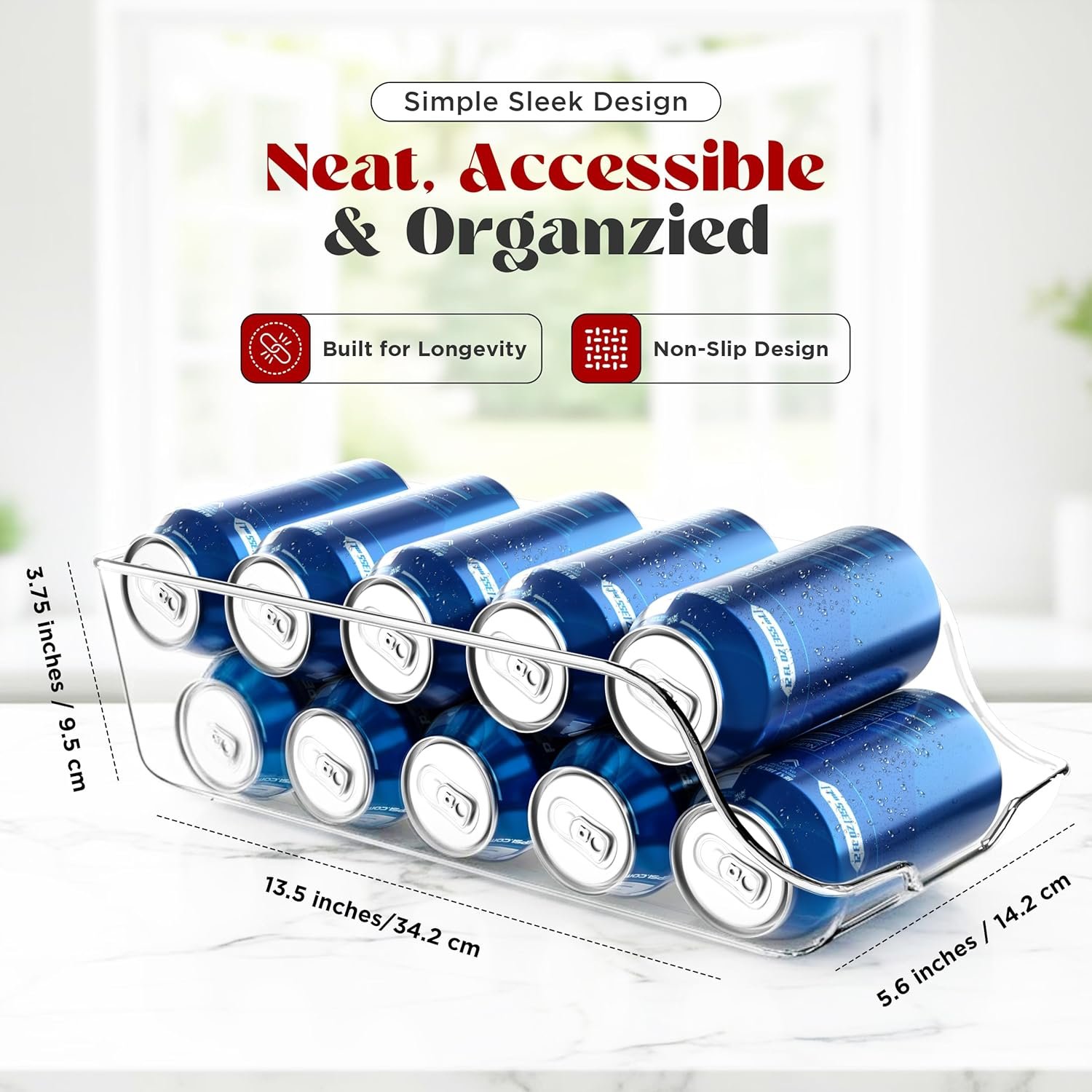 Hot Deals Today 🇺🇸 - Utopia Kitchen Soda Can Organizer and Dispenser for Refrigerator/Pantry - Durable Can Storage Organizer Fridge & Kitchen Organization - (Clear, Set of 2) - Image 3