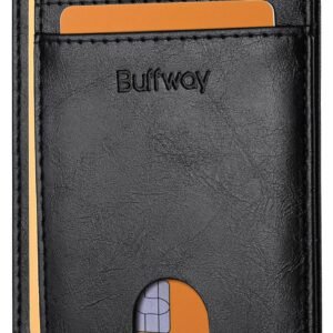 Hot Deals Today 🇺🇸 – Buffway Slim Minimalist Front Pocket RFID Blocking Leather Wallets for...