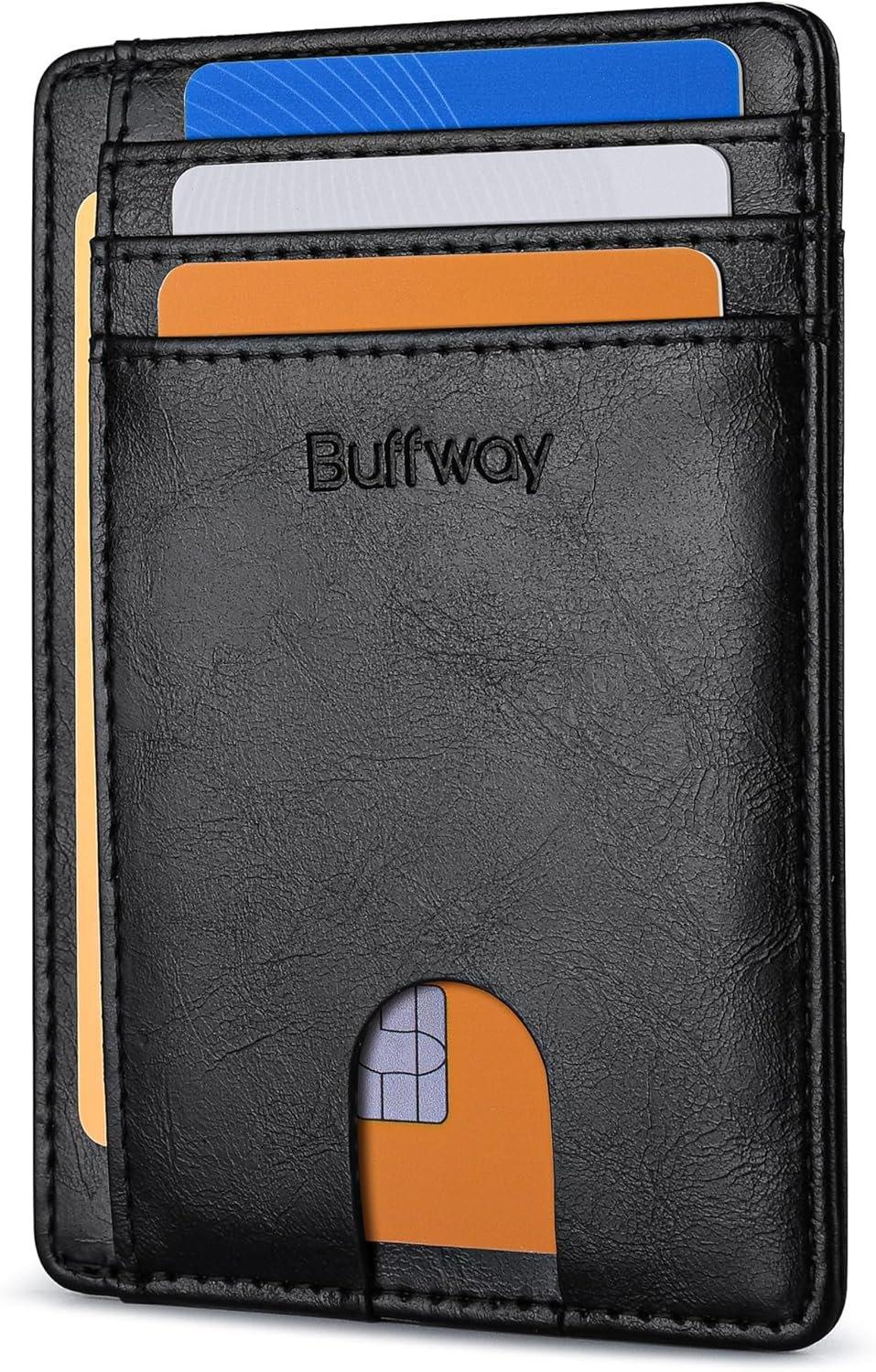 Hot Deals Today 🇺🇸 - Buffway Slim Minimalist Front Pocket RFID Blocking Leather Wallets for Men and Women - Alaska Black - Image 2