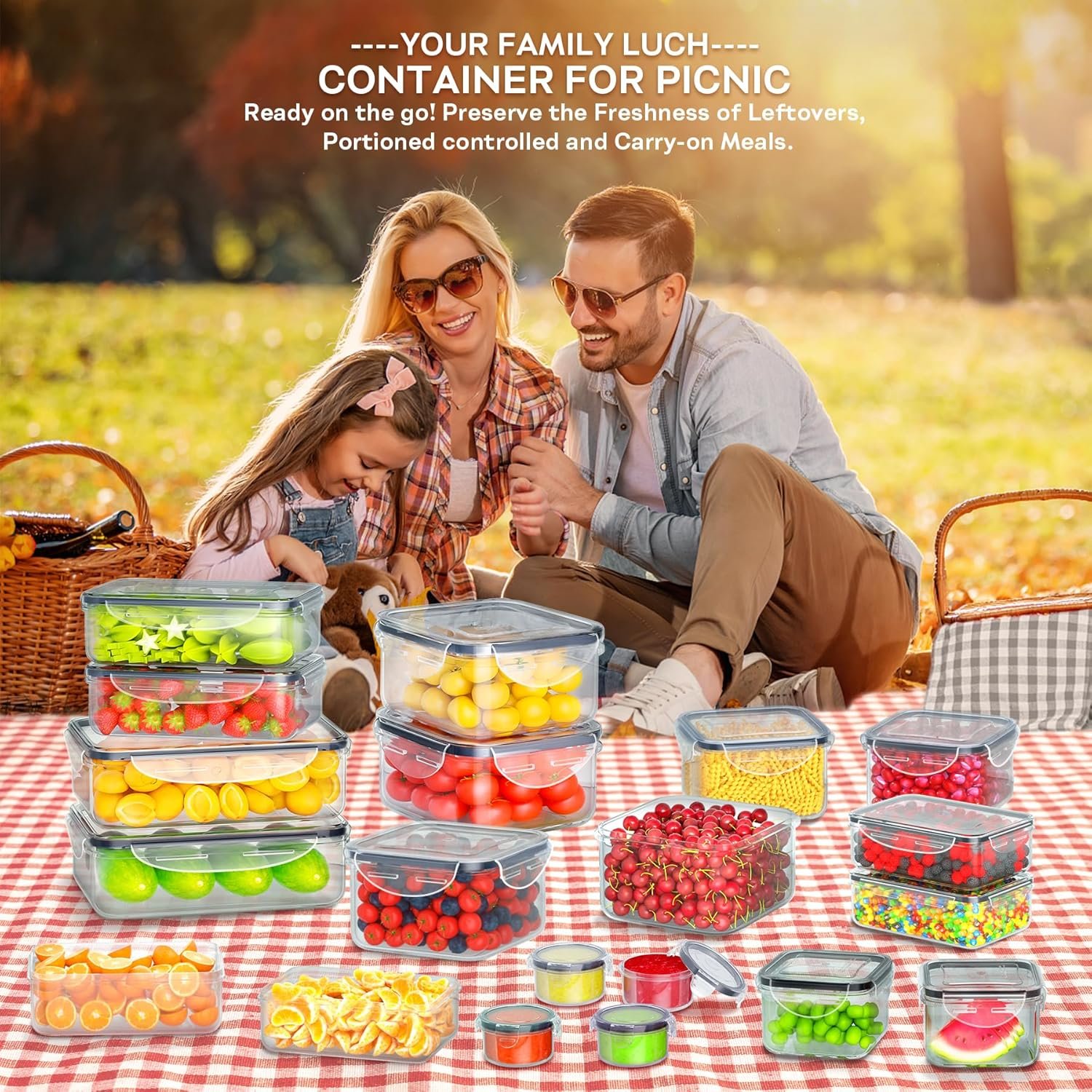 Hot Deals Today 🇺🇸 - 40 PCS Food Storage Containers with Lids Airtight (20 Containers & 20 Lids), Plastic Storage Meal Prep Container-Stackable 100% Leakproof & Microwave Organization and Storage Sets, Lunch Containers - Image 7