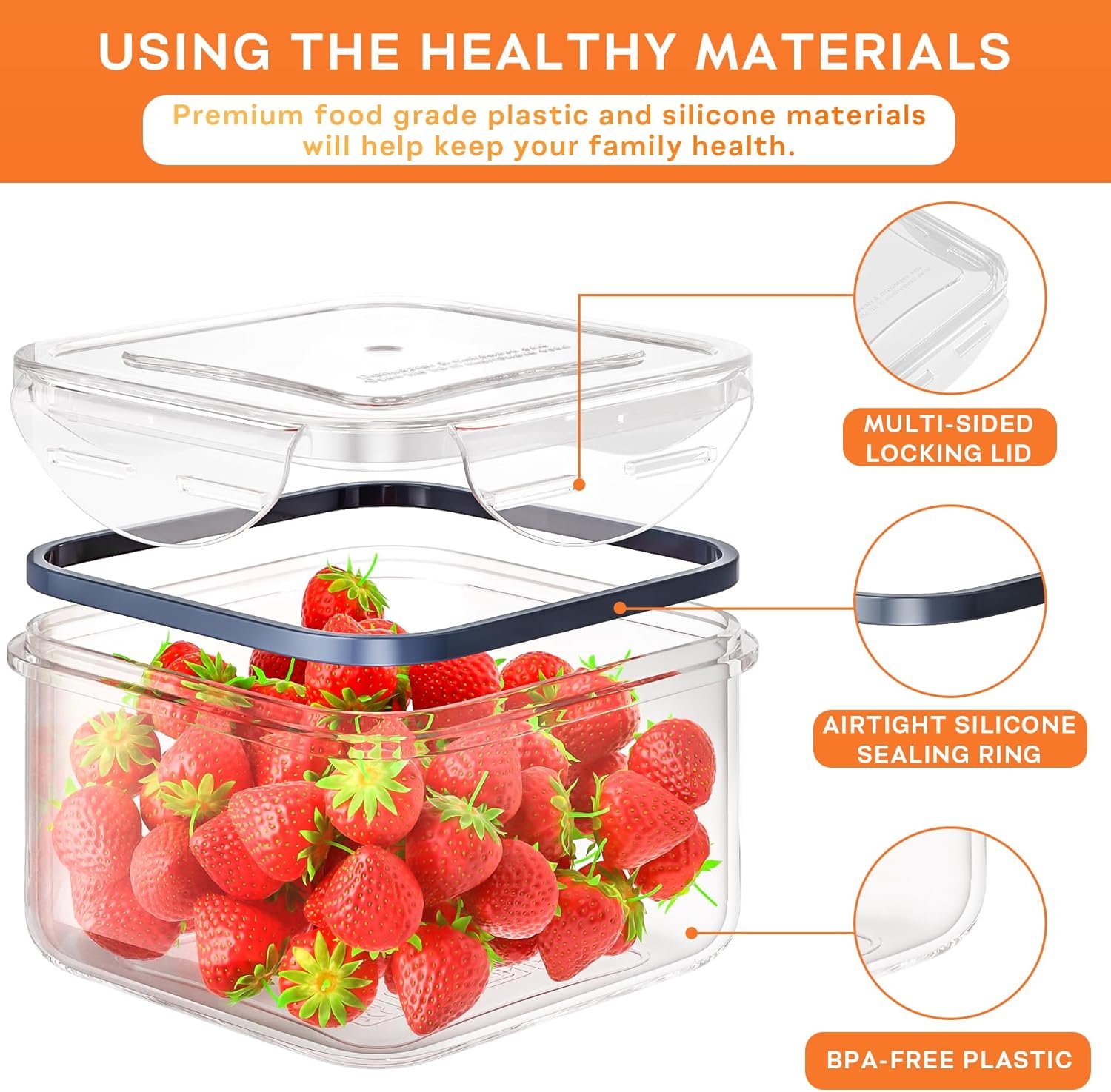 Hot Deals Today 🇺🇸 - 40 PCS Food Storage Containers with Lids Airtight (20 Containers & 20 Lids), Plastic Storage Meal Prep Container-Stackable 100% Leakproof & Microwave Organization and Storage Sets, Lunch Containers - Image 3