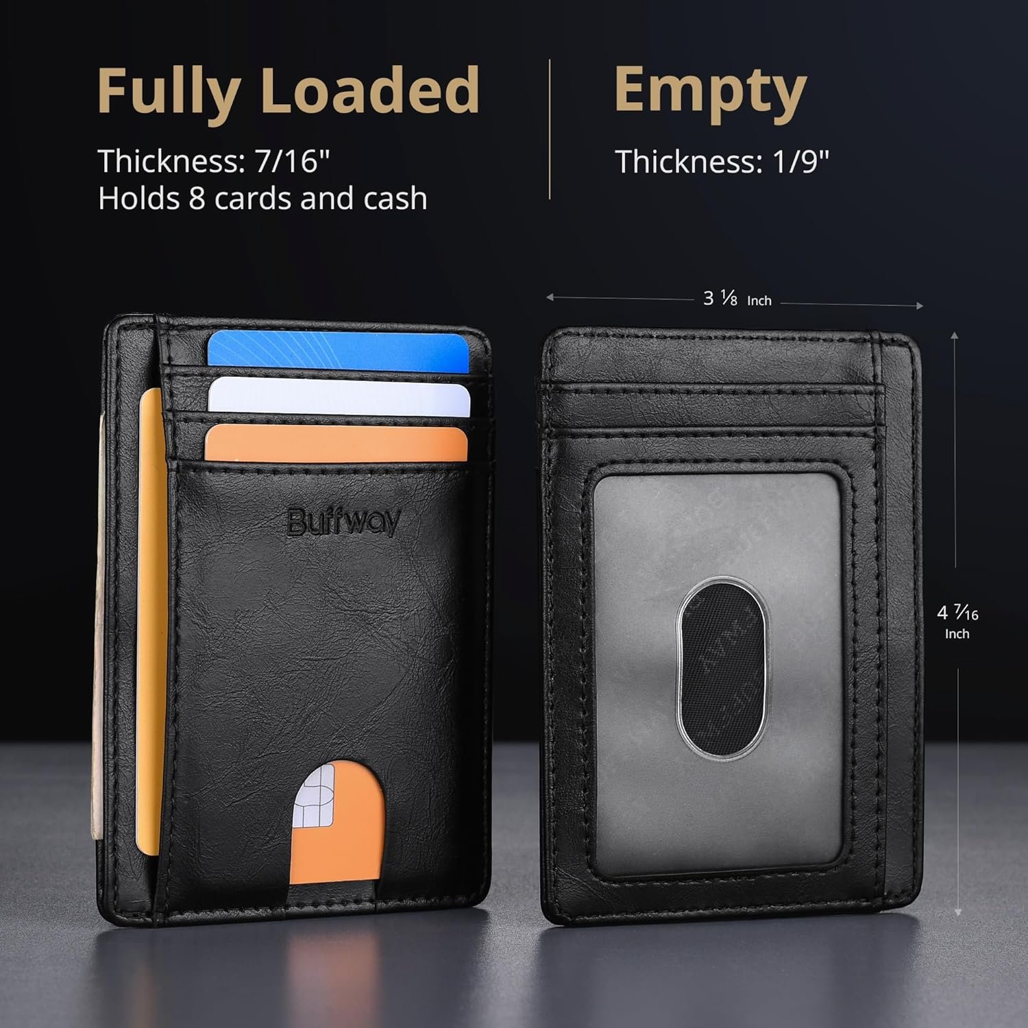 Hot Deals Today 🇺🇸 - Buffway Slim Minimalist Front Pocket RFID Blocking Leather Wallets for Men and Women - Alaska Black - Image 6